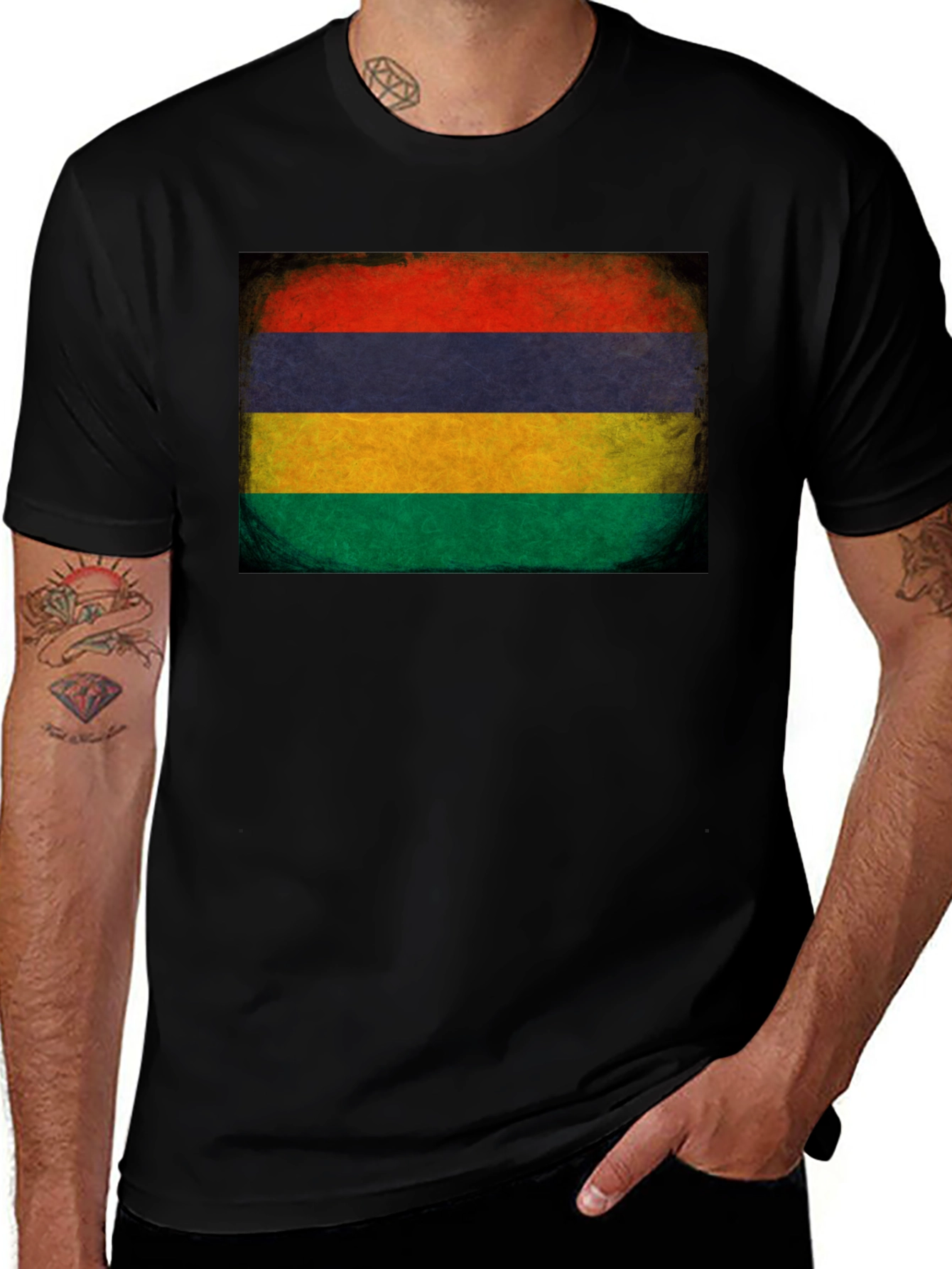 Variant 18 of Mauritius Flag T-Shirt - Vintage Style