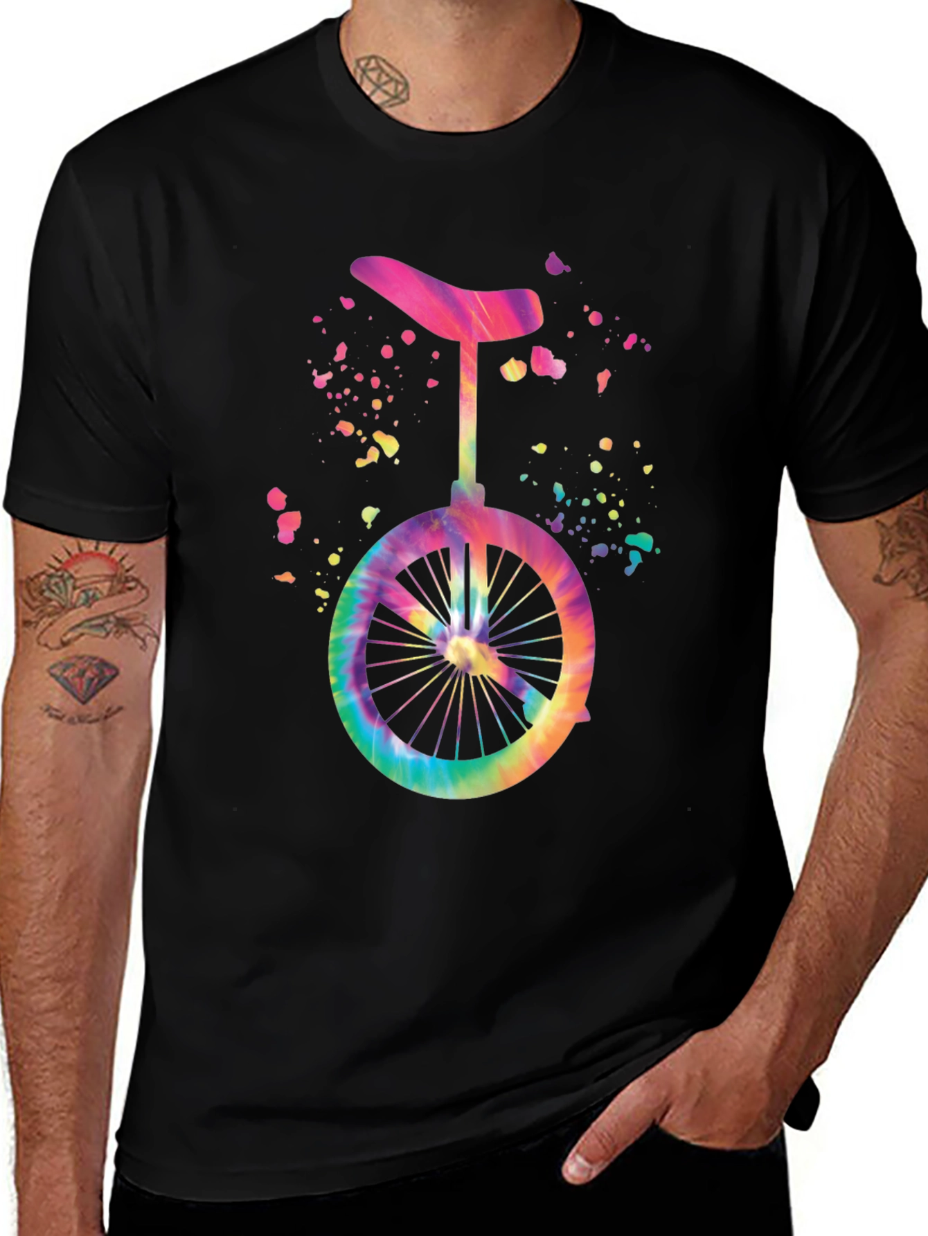 Variant 17 of Tie Dye Unicycle Graphic Tee - Unique & Fun!