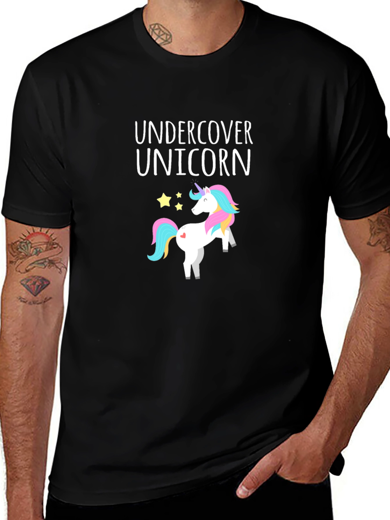 Variant 12 of Undercover Unicorn Graphic Tee - Black Cotton Shirt