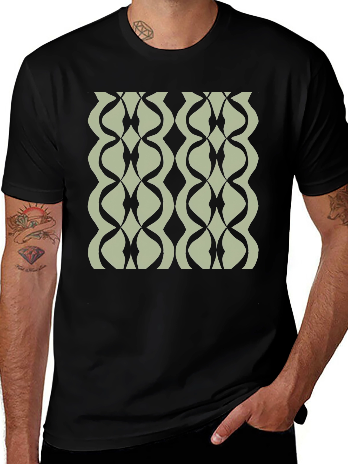 Variant 7 of Geometric Wave Black T-Shirt