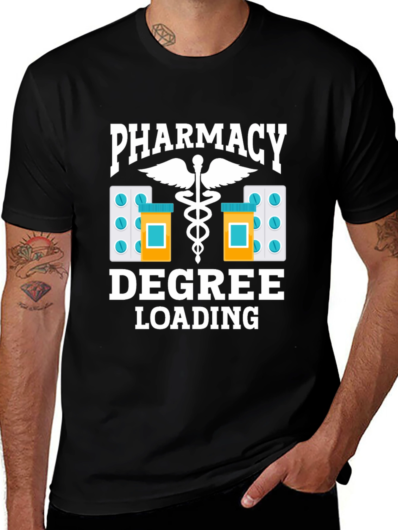 Variant 27 of Pharmacy Degree Loading Black T-Shirt