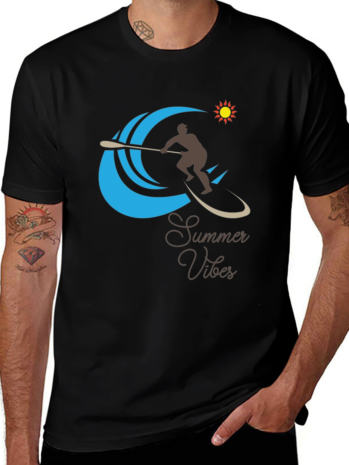Variant 21 of Summer Vibes Graphic Tee - Paddleboard Design