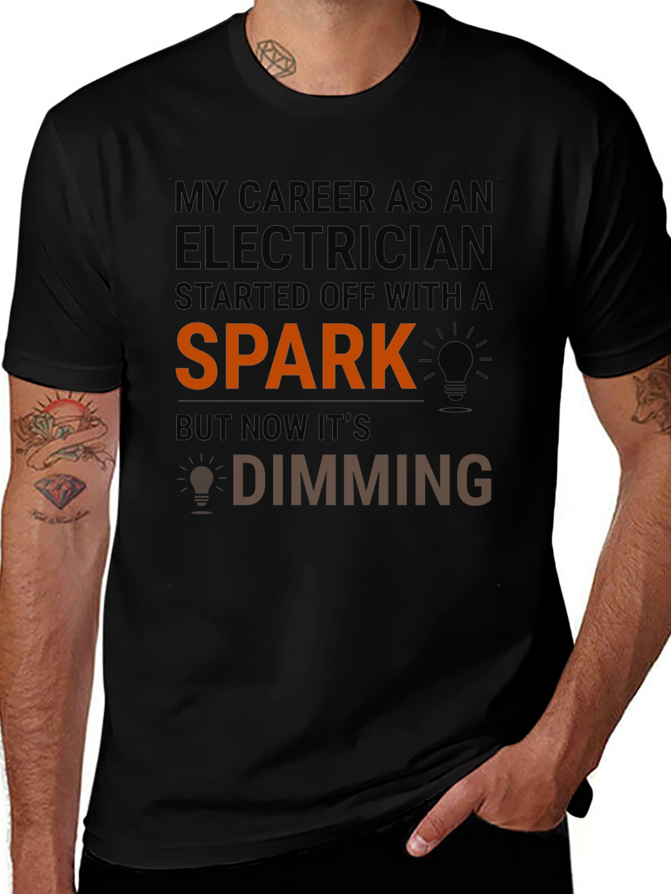 Variant 2 of Electrician Humor T-Shirt - Spark Dimming