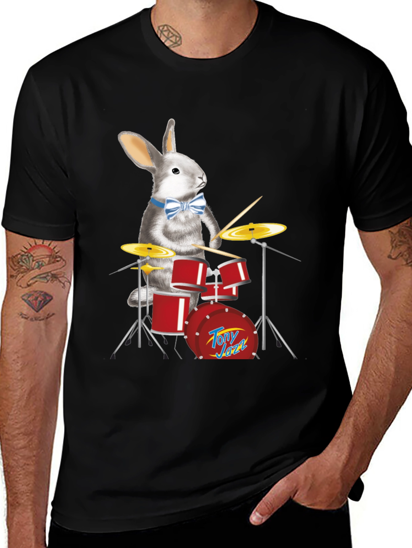 Variant 10 of Rabbit Drummer Graphic Tee - Funny Musician T-Shirt