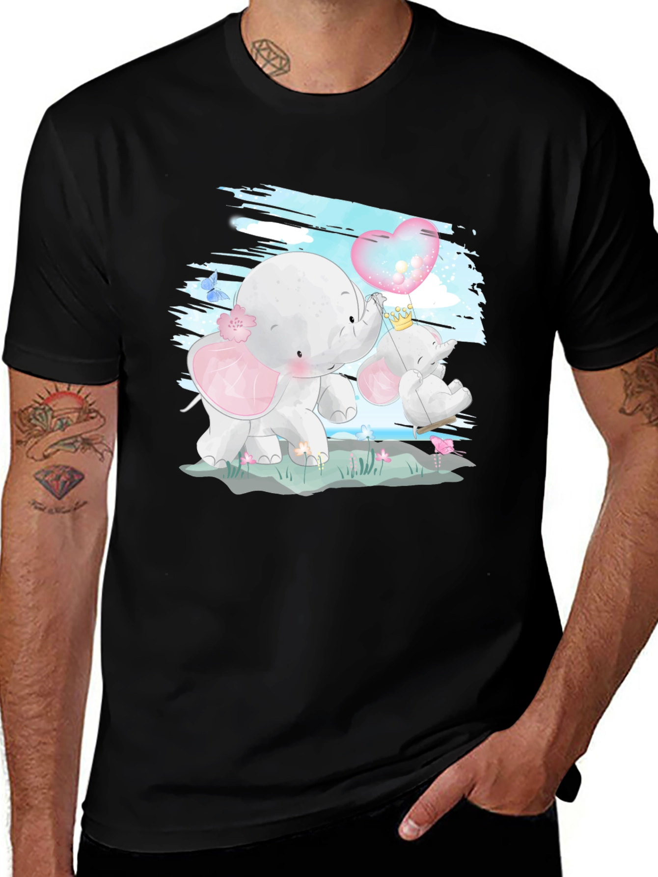 Variant 22 of Cute Elephant Heart Balloon Graphic Tee