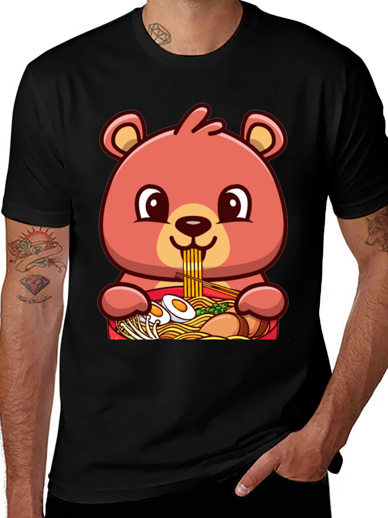 Variant 9 of Bear Ramen T-Shirt - Cute Anime Style