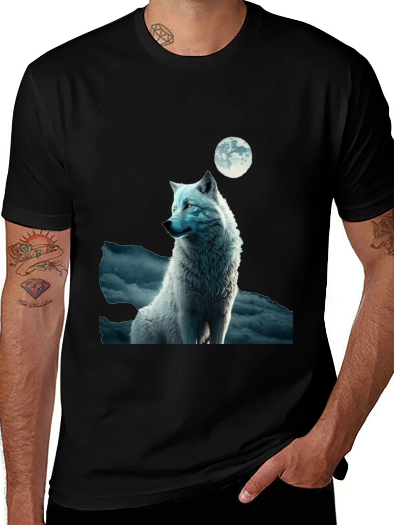 Black Wolf Moon Graphic T-Shirt main image
