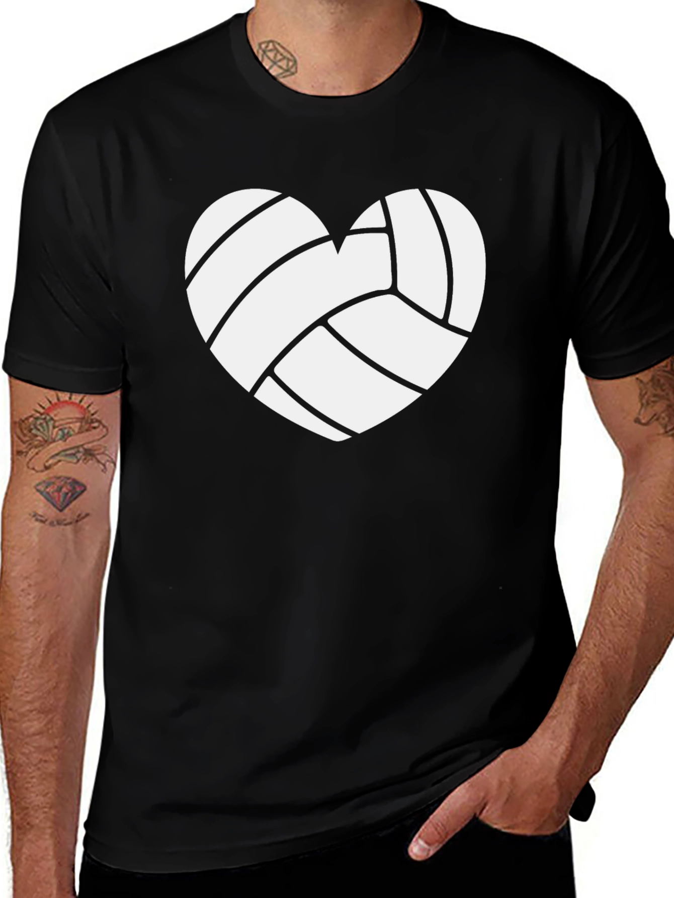 Variant 22 of Volleyball Heart Graphic Tee - Black Cotton T-Shirt