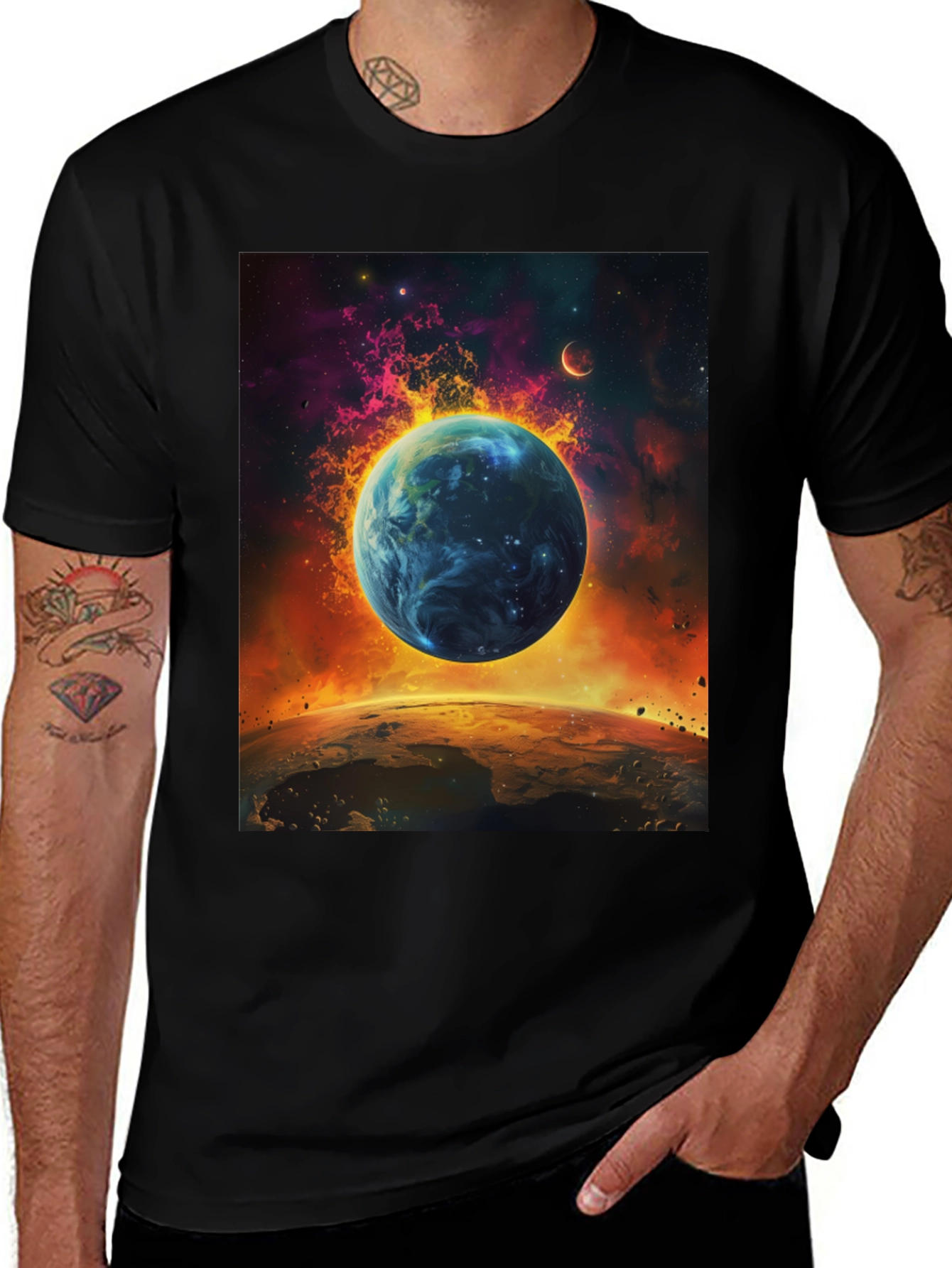 Variant 15 of Cosmic Planet Graphic Tee - Black