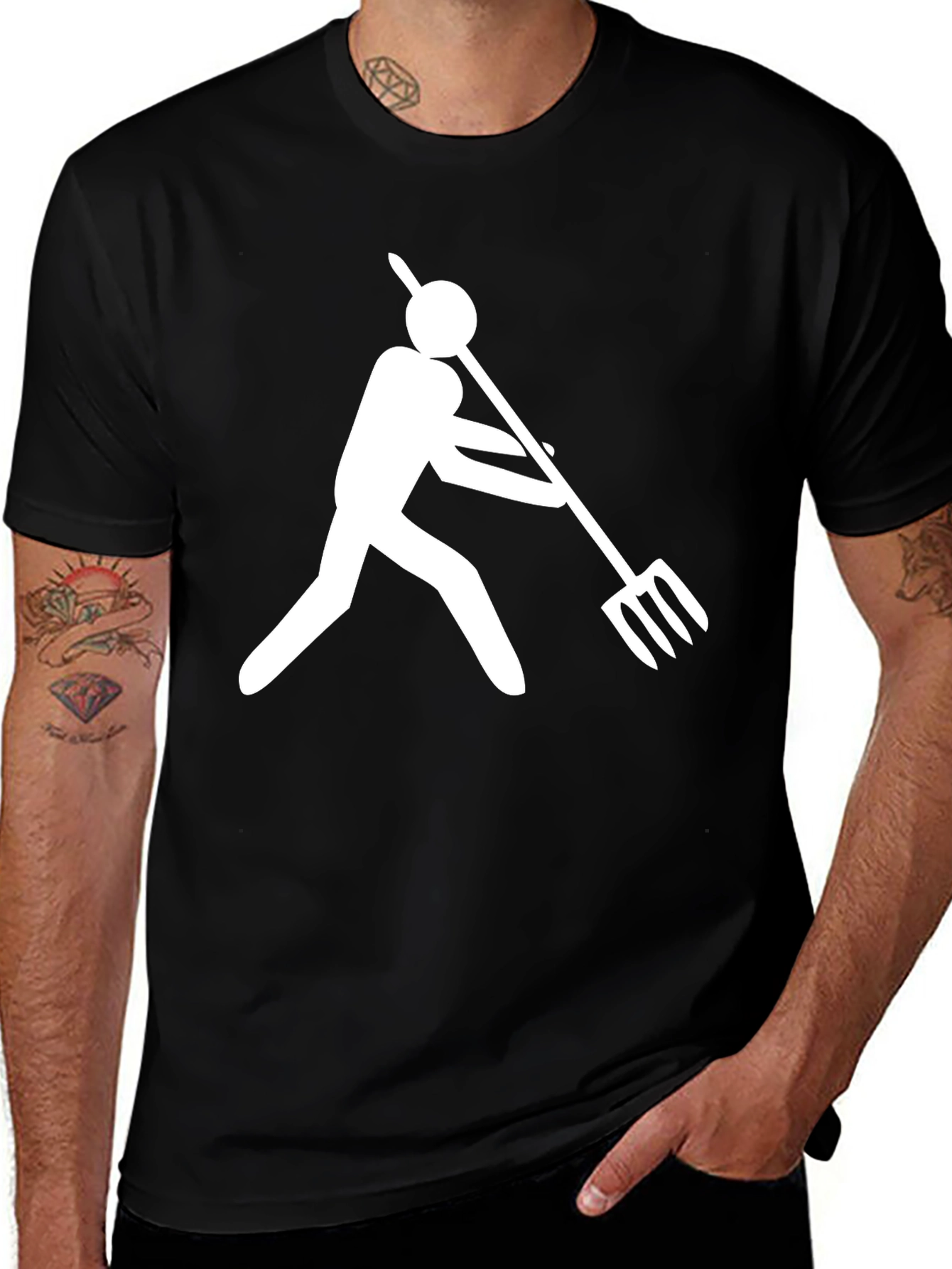 Variant 22 of Funny Pitchfork T-Shirt - Black Cotton Tee