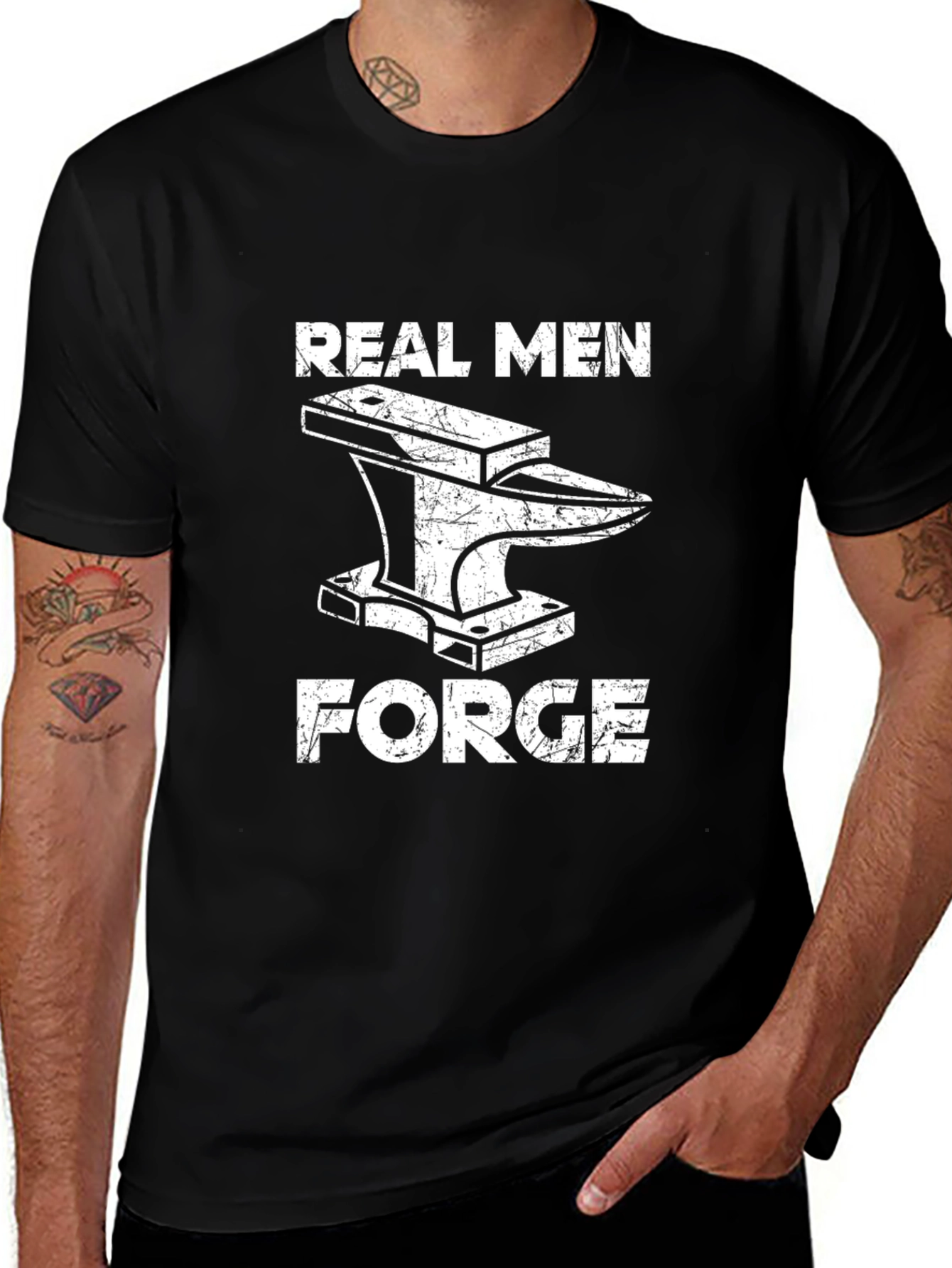 Real Men Forge Anvil Graphic Tee - Black T-Shirt