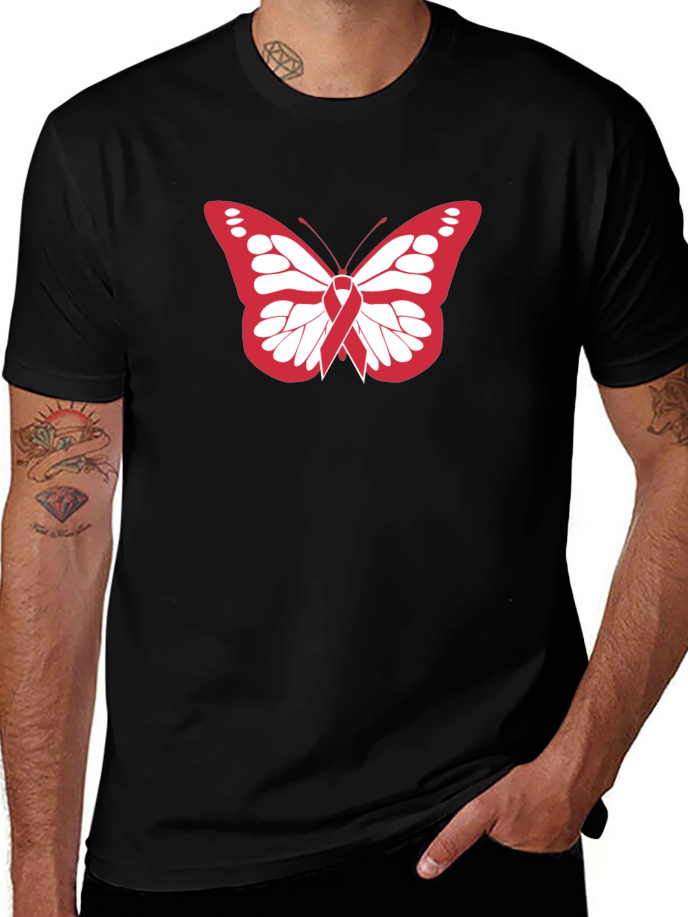 Variant 21 of Butterfly Awareness Ribbon Black T-Shirt