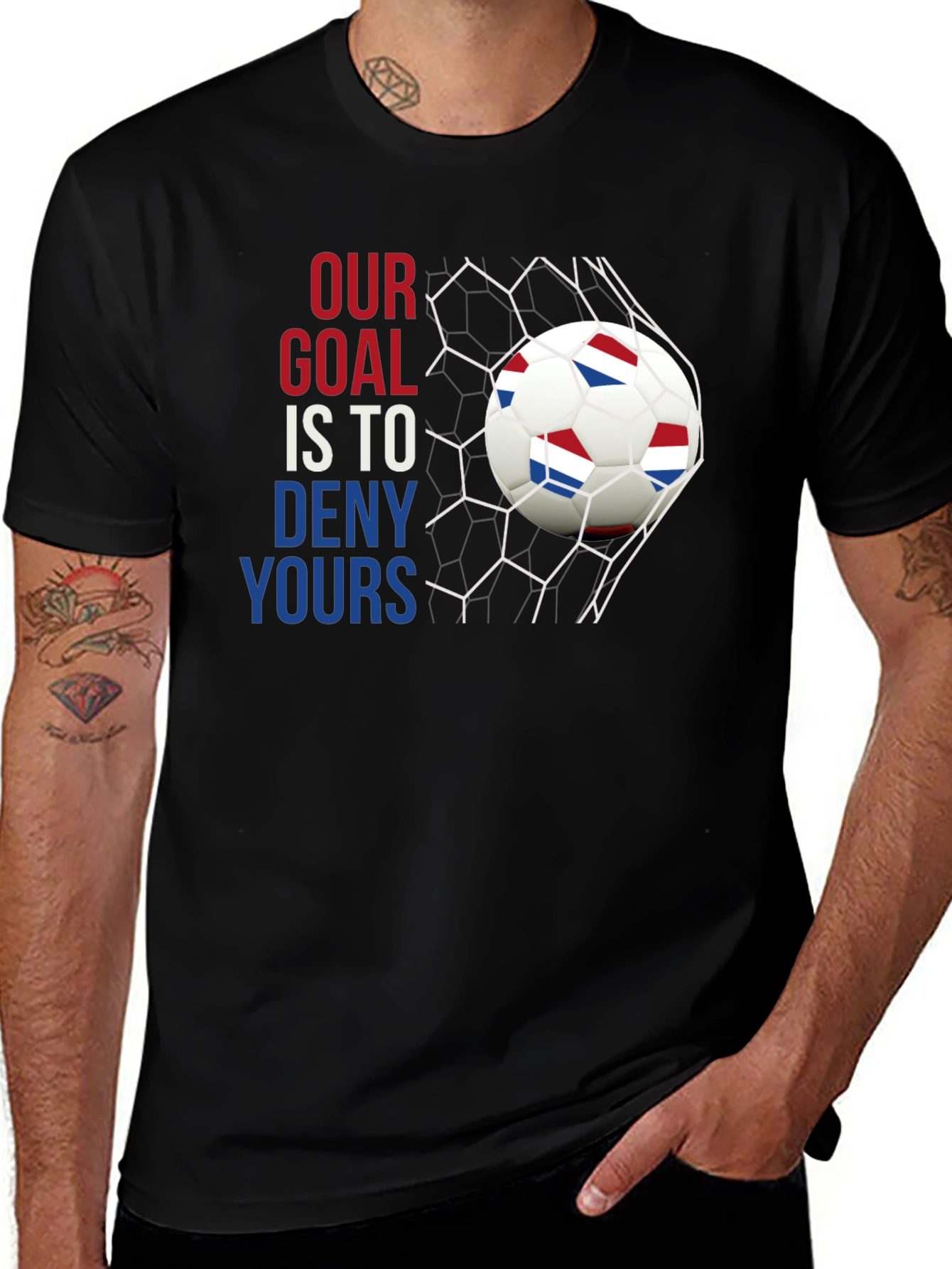 Variant 15 of Soccer Goal Graphic T-Shirt - Our Goal is to Deny Yours