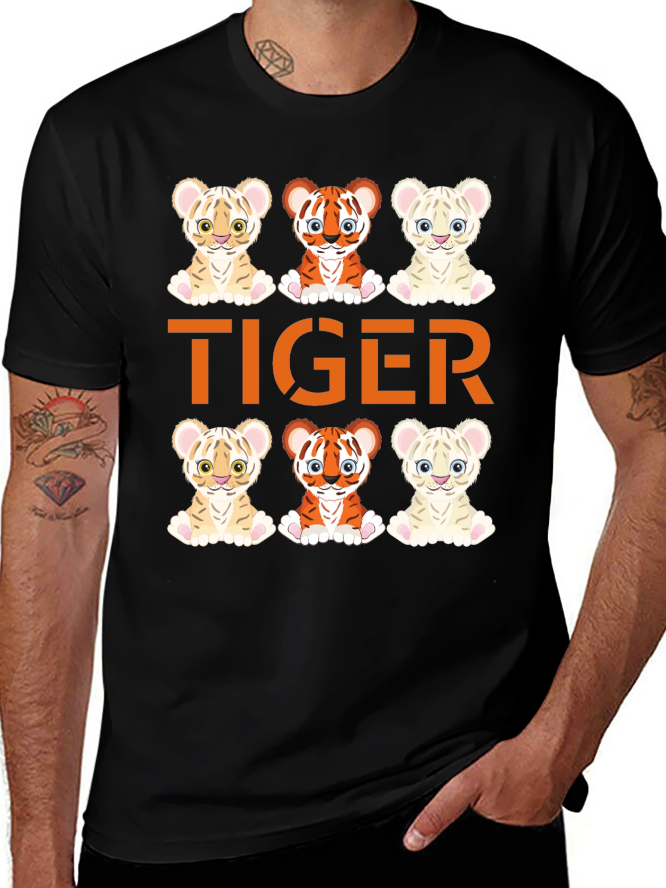 Variant 26 of Cute Tiger Cub Graphic Tee - Fun Animal Design