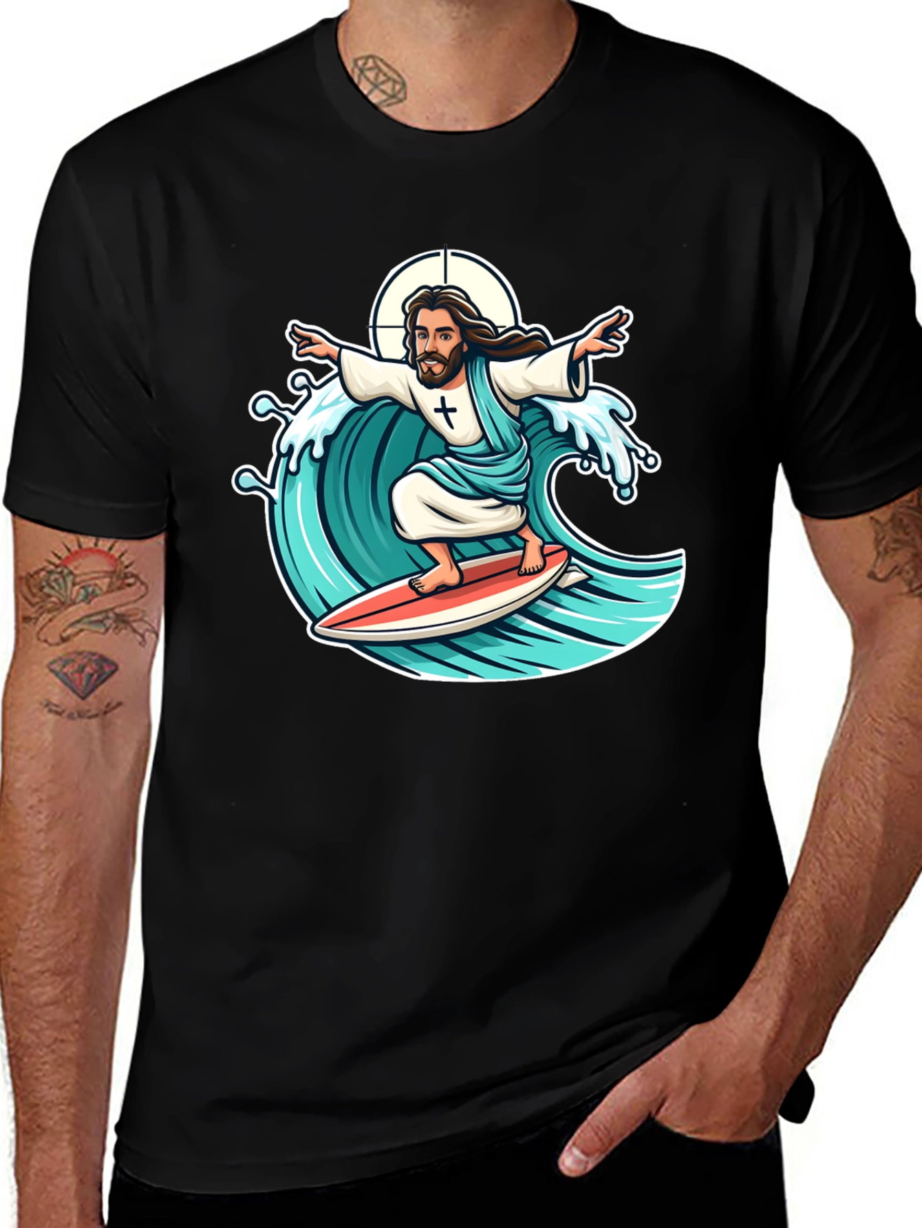 Variant 22 of Surfing Jesus Graphic T-Shirt