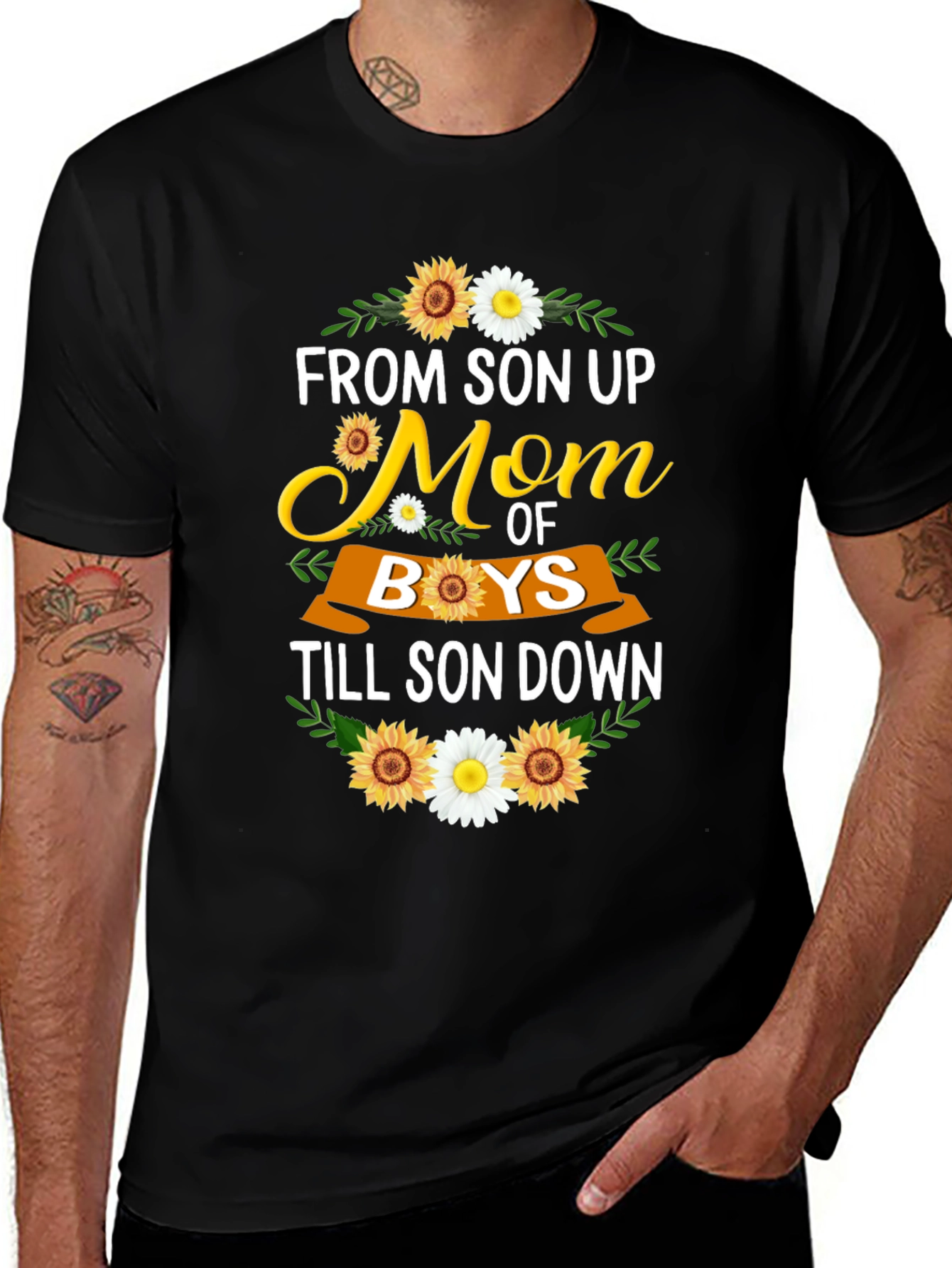 Mom of Boys T-Shirt - Sunflower Graphic Tee