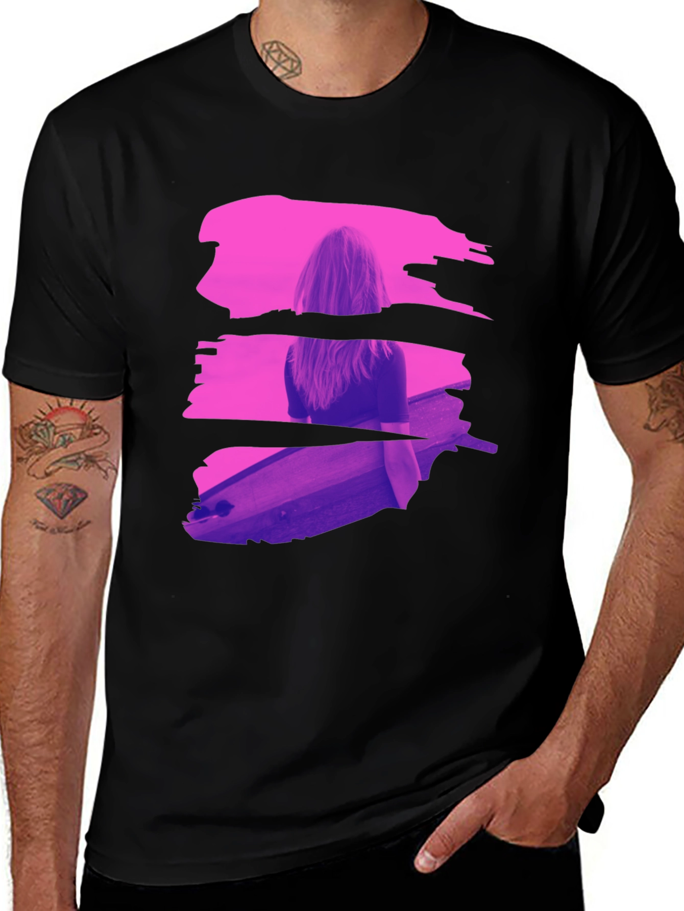 Variant 6 of Abstract Brushstroke Graphic Black T-Shirt