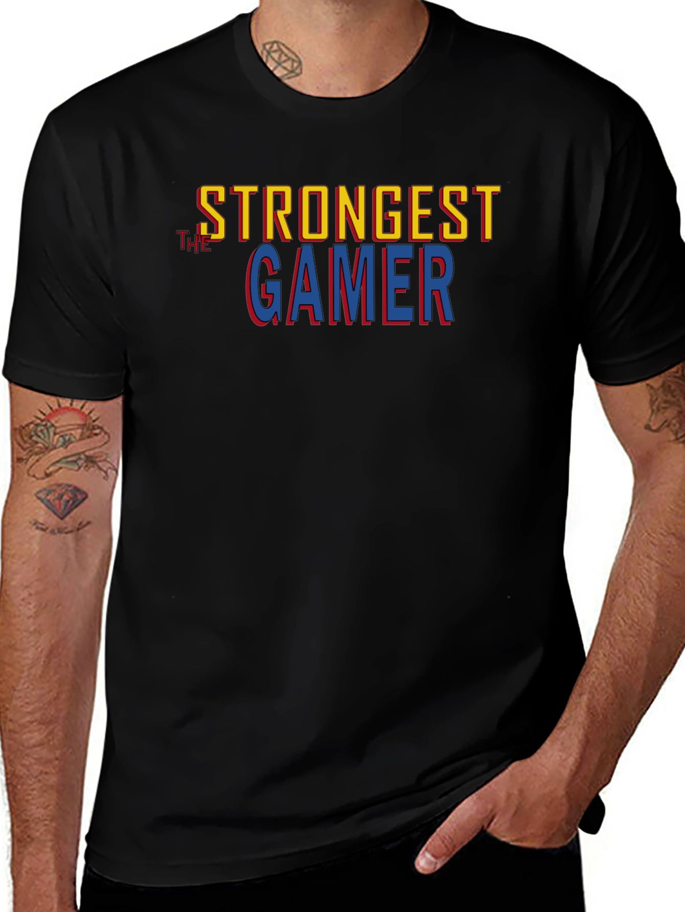Variant 18 of Strongest Gamer Black Graphic Tee