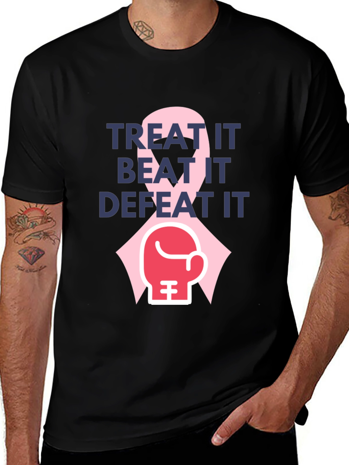 Variant 24 of Fight Breast Cancer T-Shirt - Treat It, Beat It, Defeat It