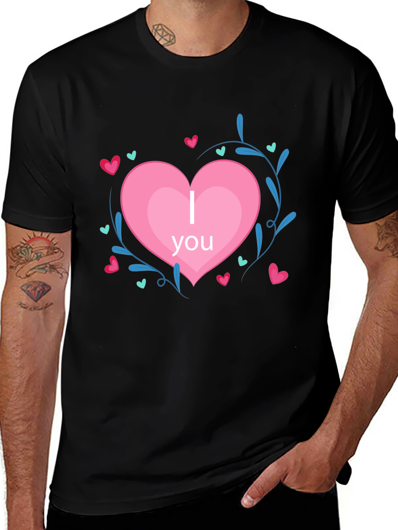 Variant 9 of I Heart You Graphic Tee - Black Crew Neck T-Shirt