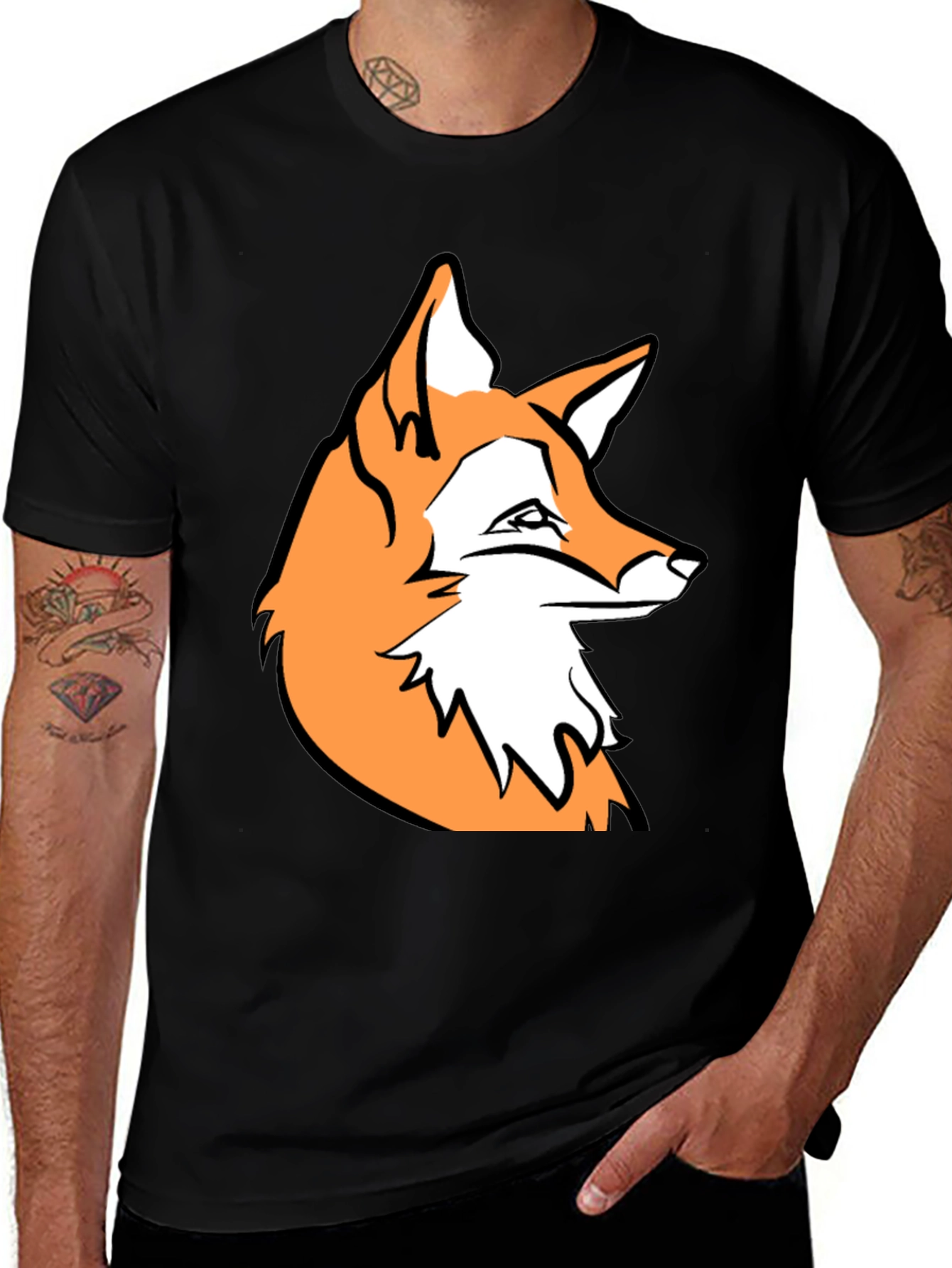 Variant 30 of Fox Graphic Black T-Shirt - Stylish Casual Wear
