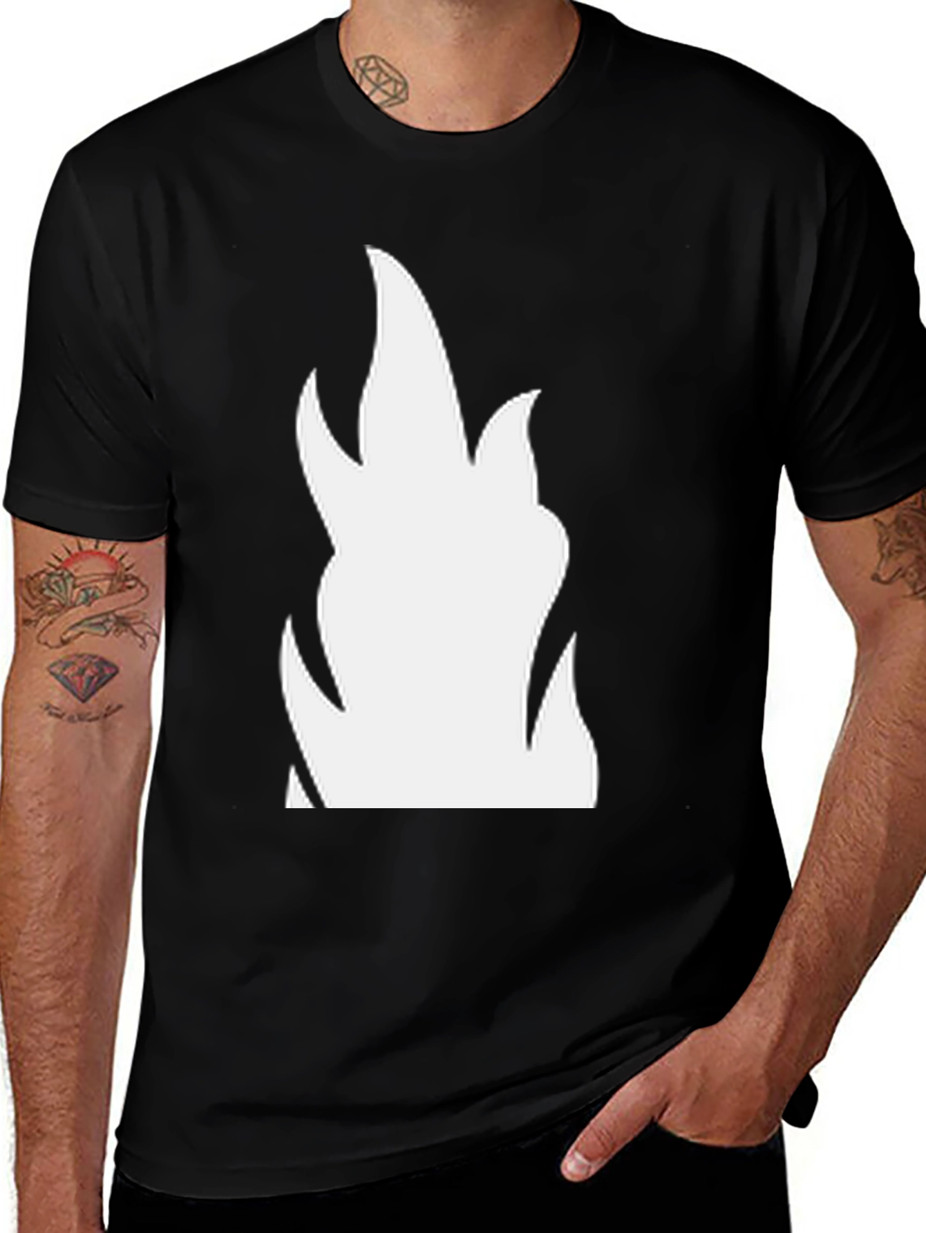 Variant 21 of Bold Flame Graphic Tee - Black Cotton T-Shirt