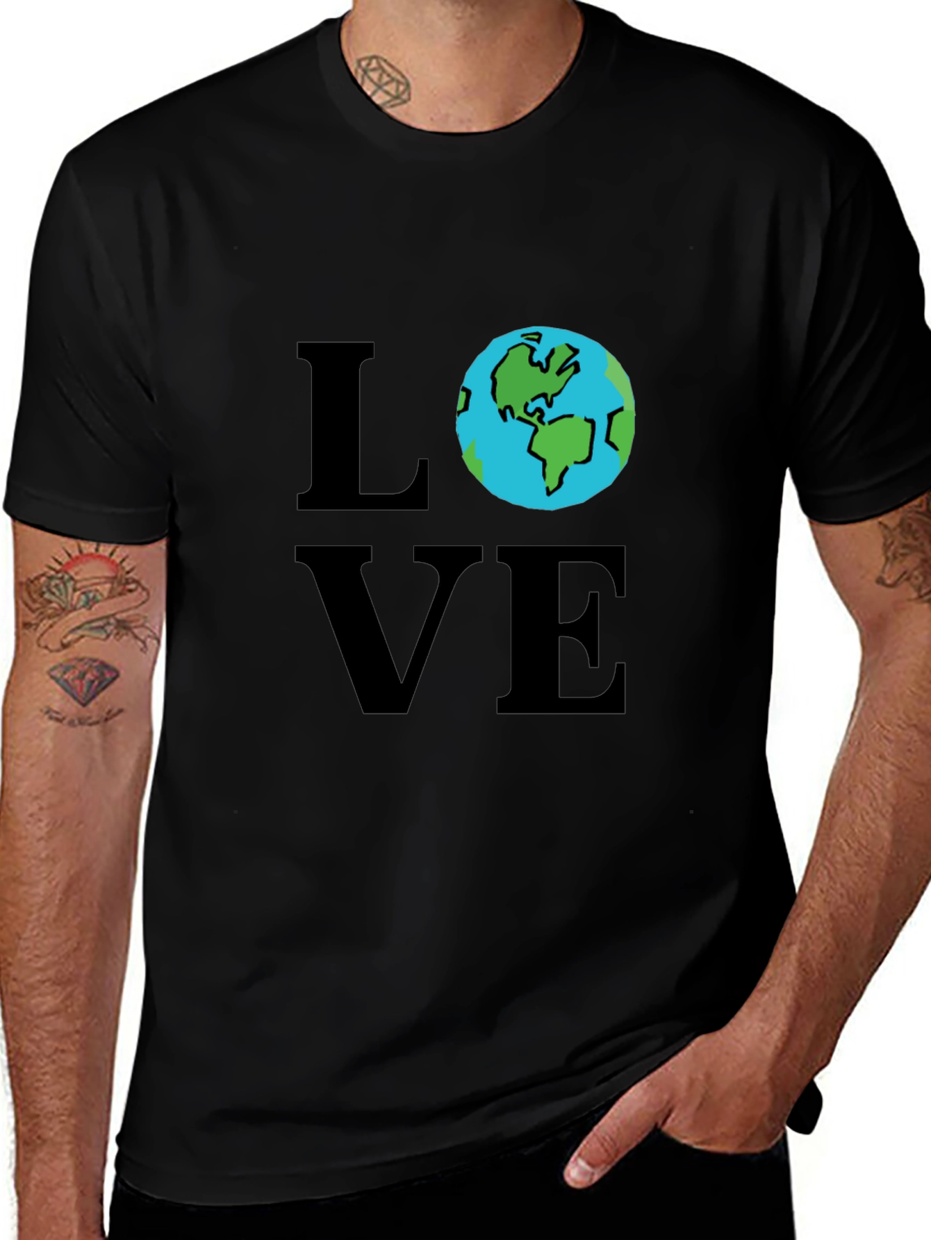 Variant 13 of Love Earth Graphic Tee - Black Casual T-Shirt