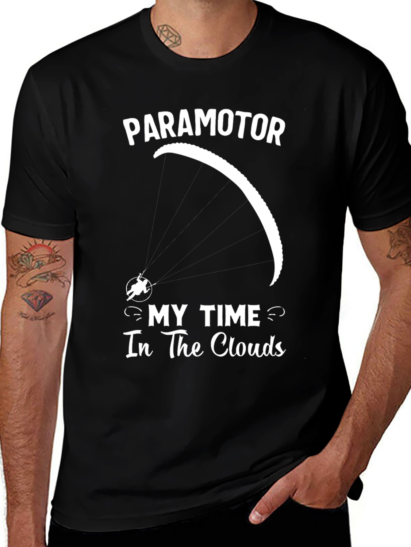Variant 9 of Paramotor T-Shirt: My Time In The Clouds - Black