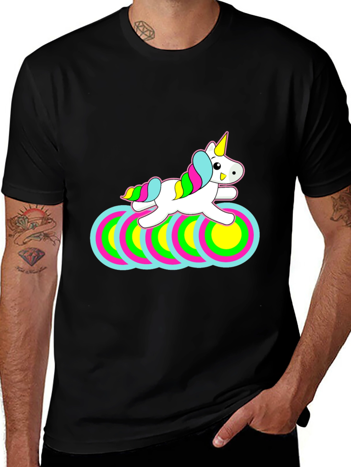 Black Unicorn Circles Black T-Shirt main image