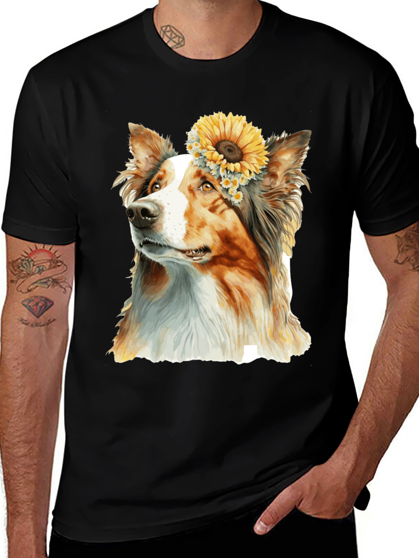 Variant 3 of Dog Sunflower Crown T-Shirt