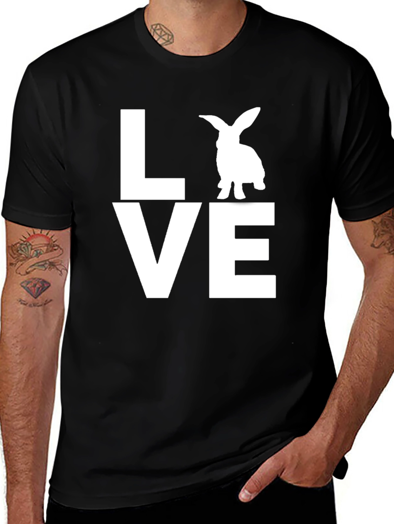 Variant 20 of Love Rabbit Graphic Tee - Cute Black T-Shirt