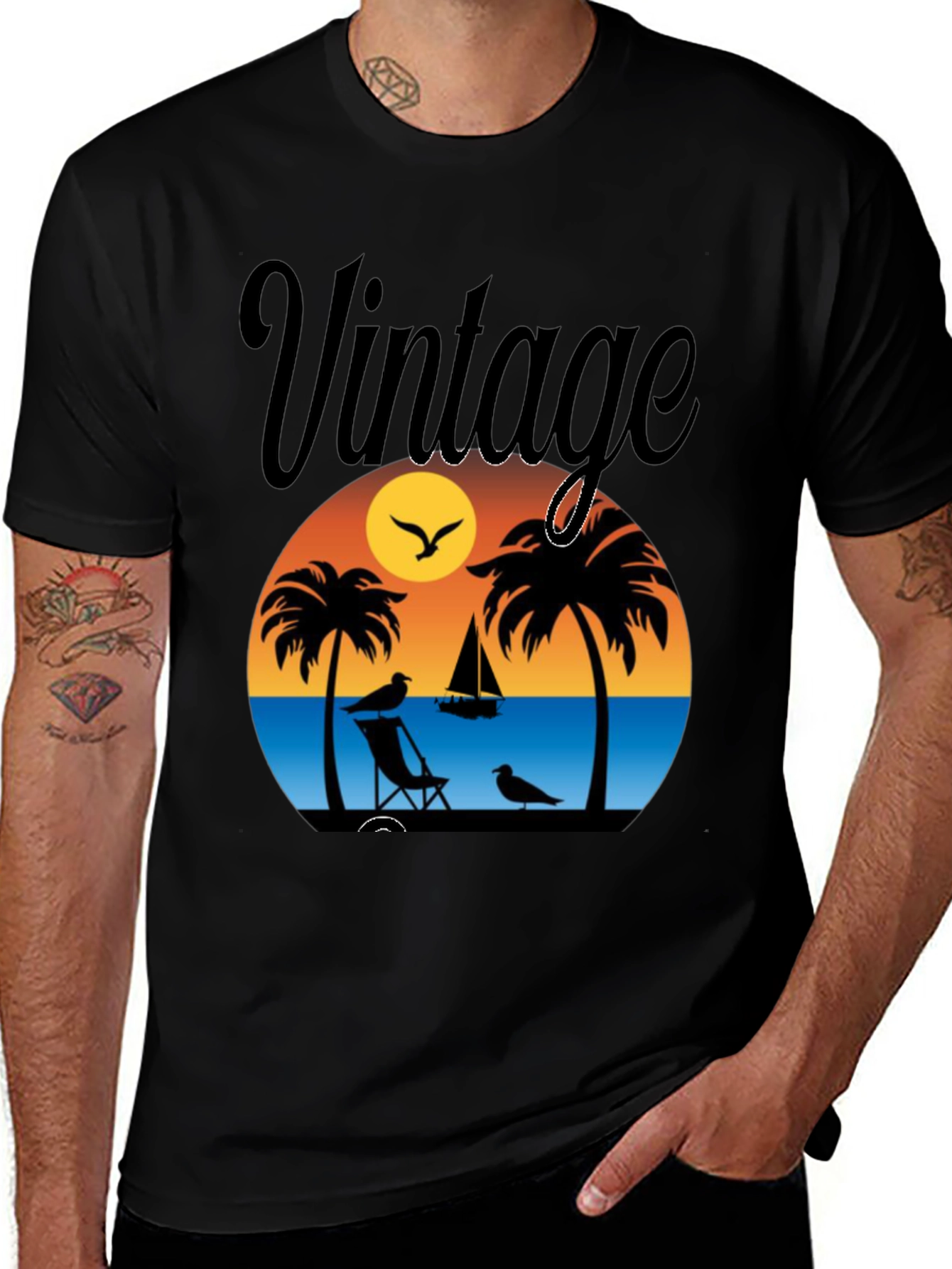 Vintage Beach Scene Graphic T-Shirt