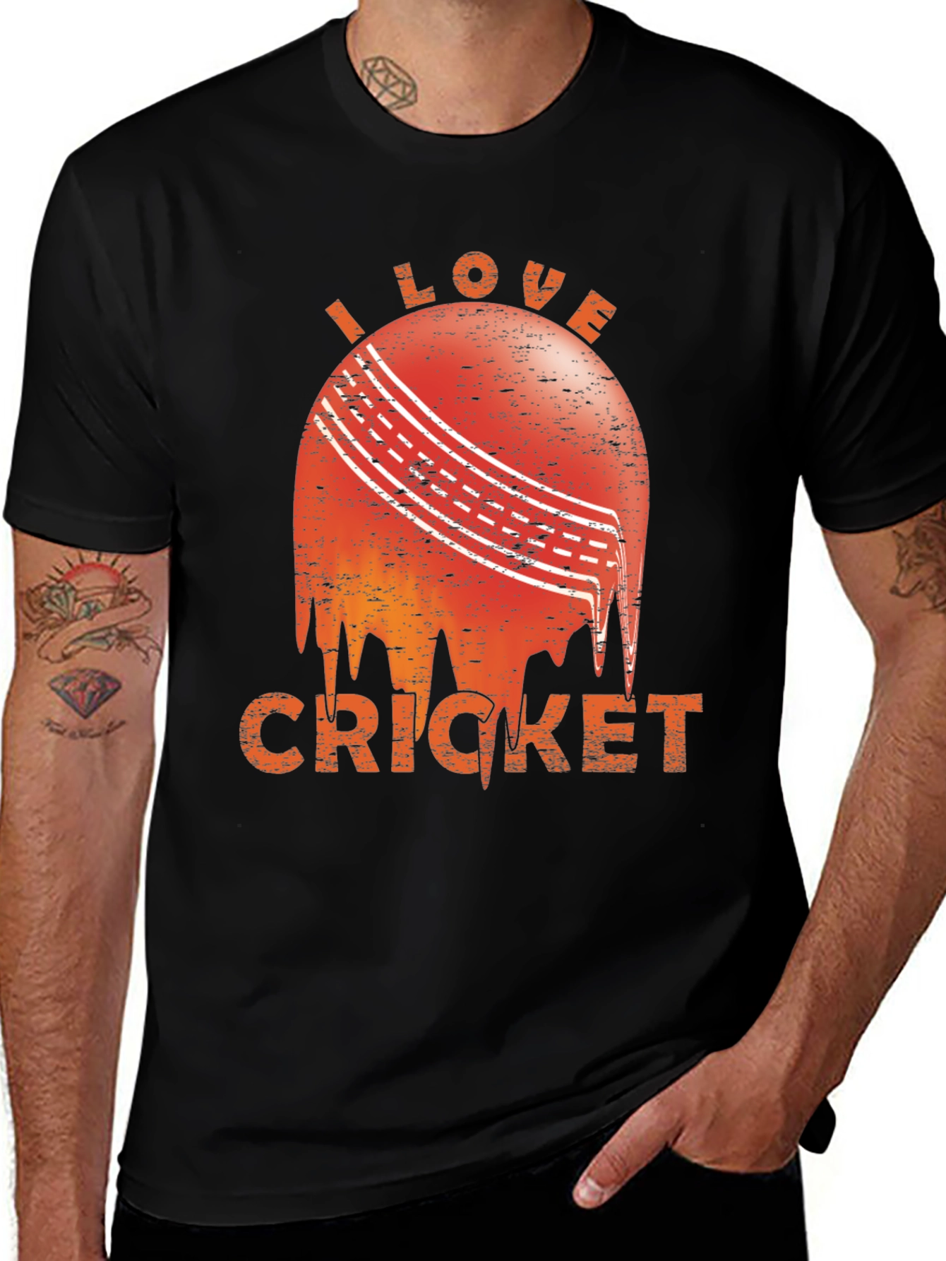 I Love Cricket Graphic Tee - Men's Black T-Shirt