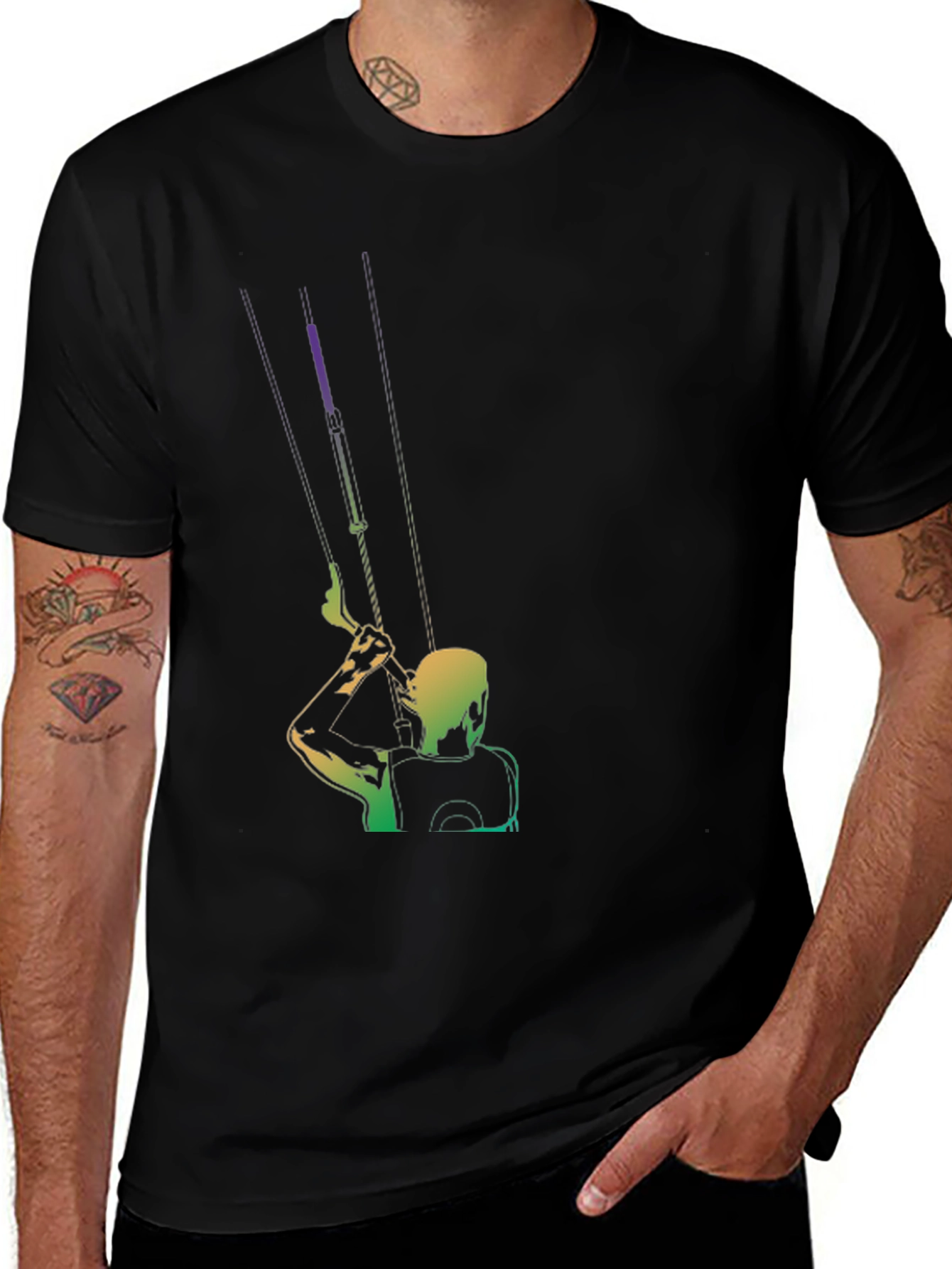 Variant 26 of Kitesurfing T-Shirt - Black - Colorful Design