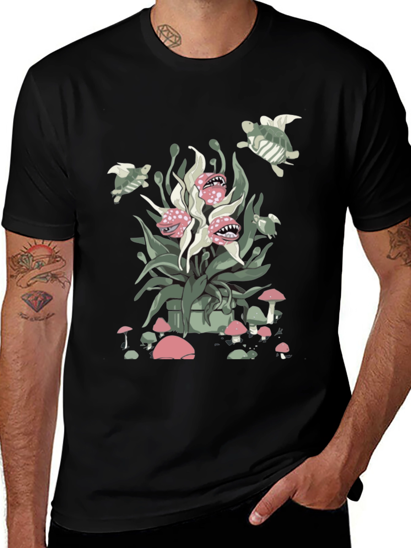 Variant 8 of Whimsical Plant & Turtle Graphic Tee