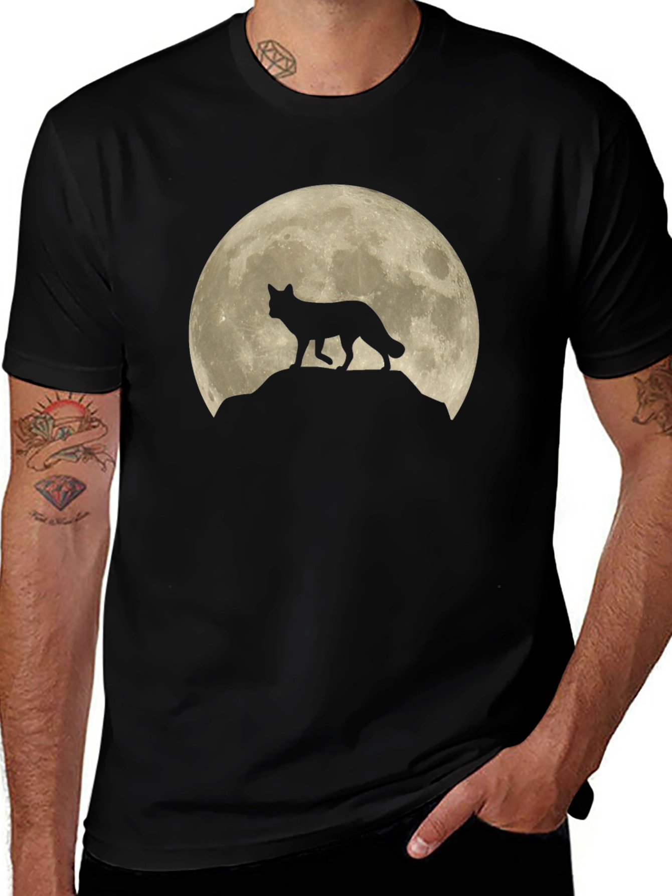 Variant 4 of Wolf Moon Graphic T-Shirt - Black