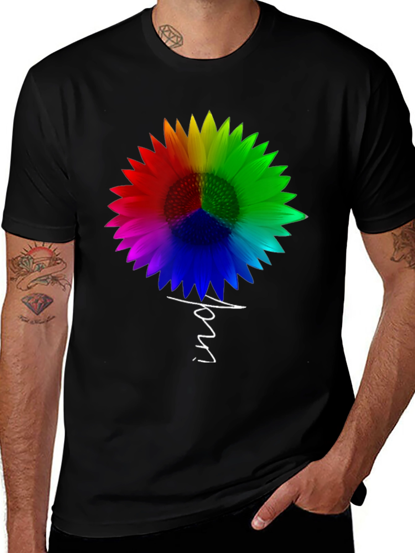 Variant 14 of Rainbow Sunflower Peace Sign T-Shirt - Unisex