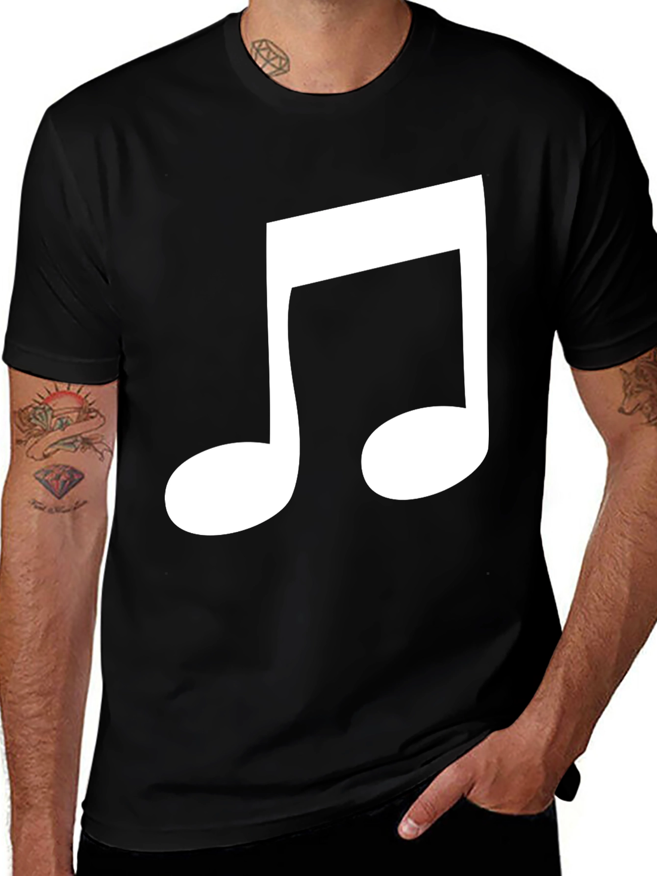Variant 7 of Musical Note Graphic Tee - Black Cotton Comfort