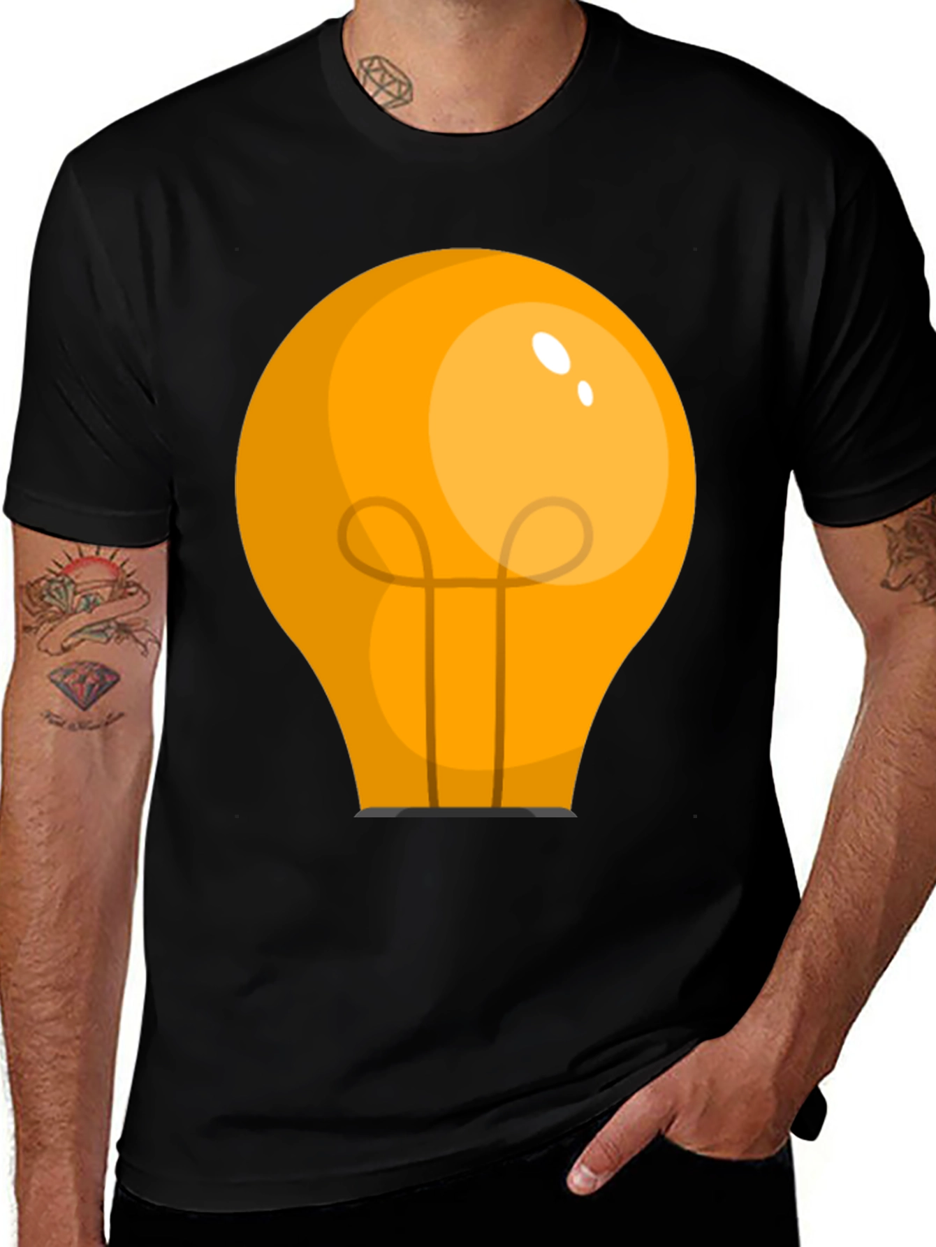 Variant 20 of Idea Bulb Graphic Tee - Black Cotton T-Shirt