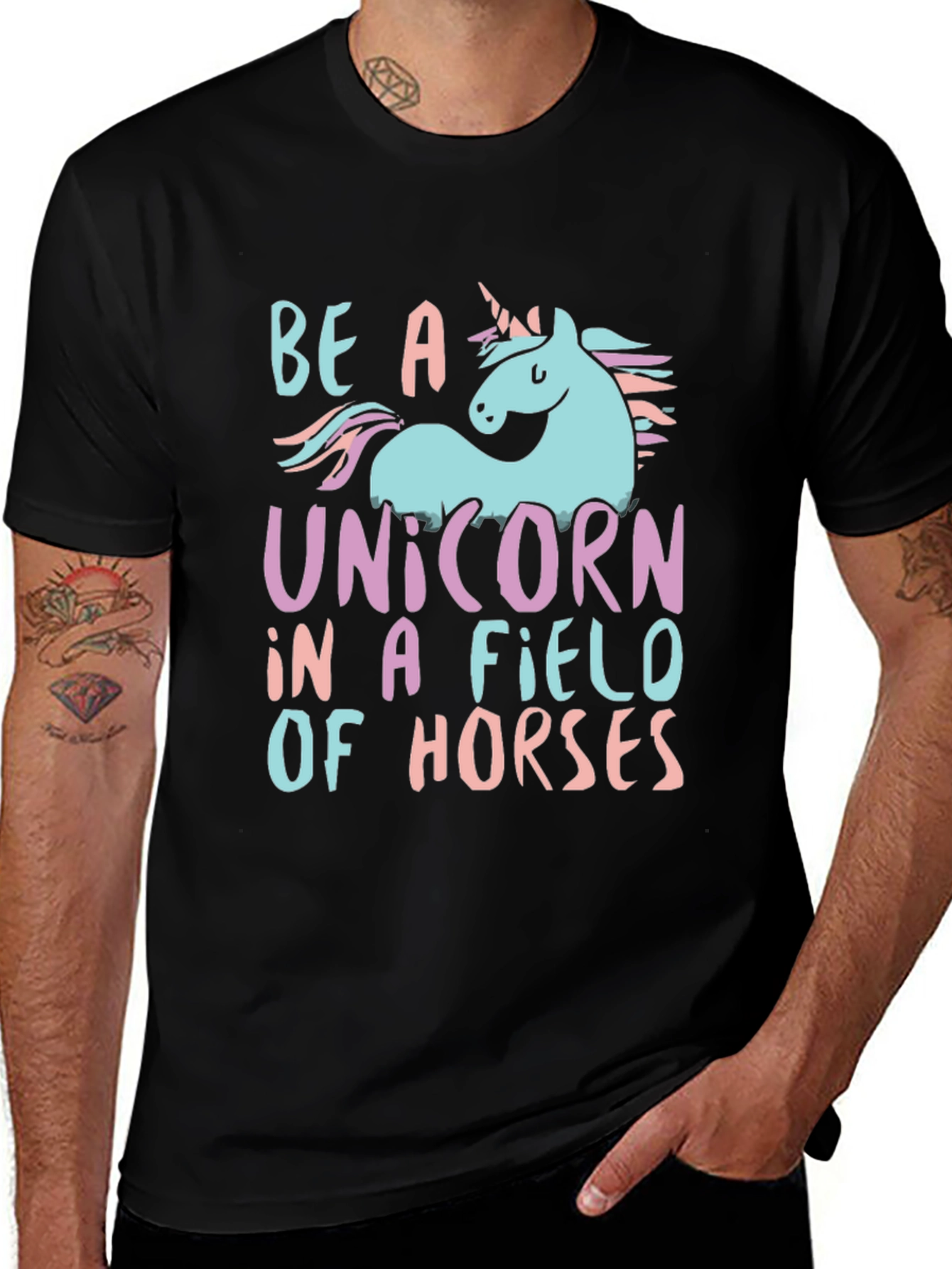Variant 8 of Be A Unicorn Graphic Tee - Black T-Shirt