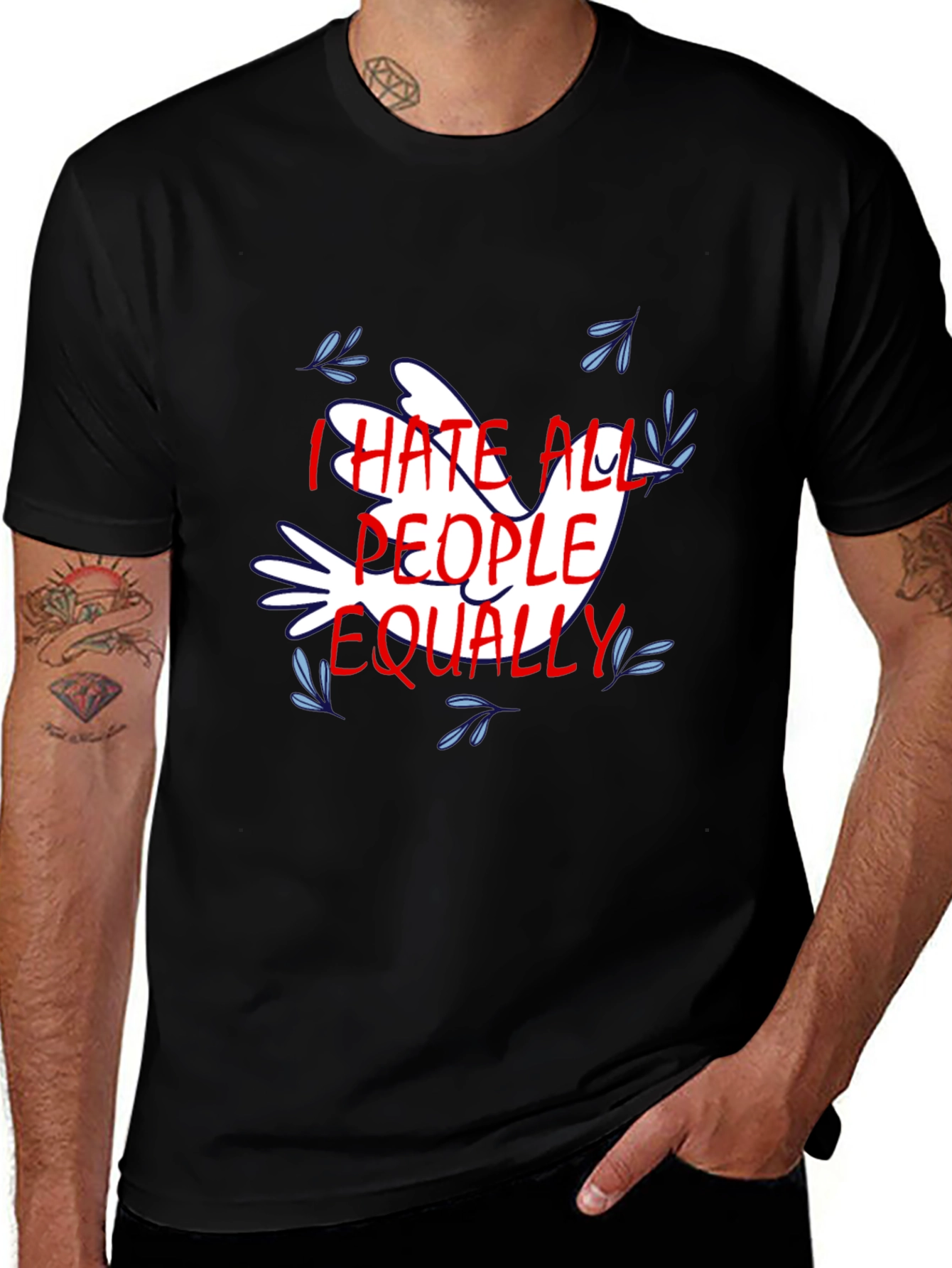 Variant 20 of I Hate All People Equally Dove Graphic Tee
