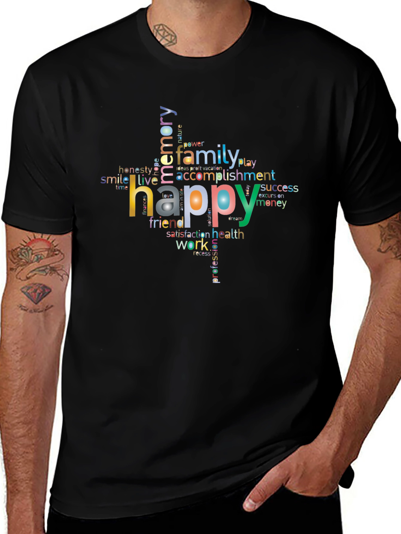 Variant 14 of Happy Word Cloud Graphic T-Shirt