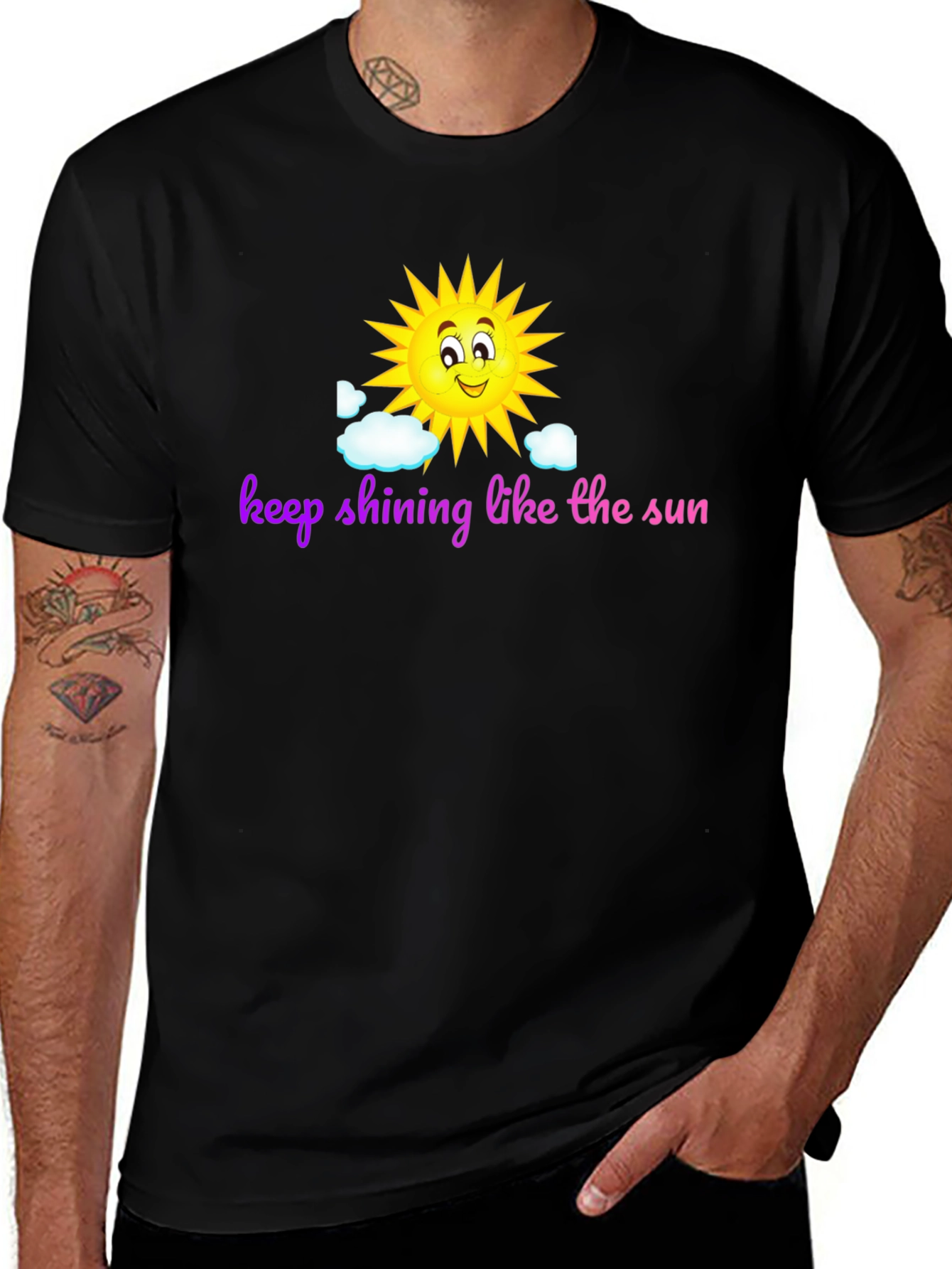 Variant 28 of Keep Shining Sun Graphic Black T-Shirt