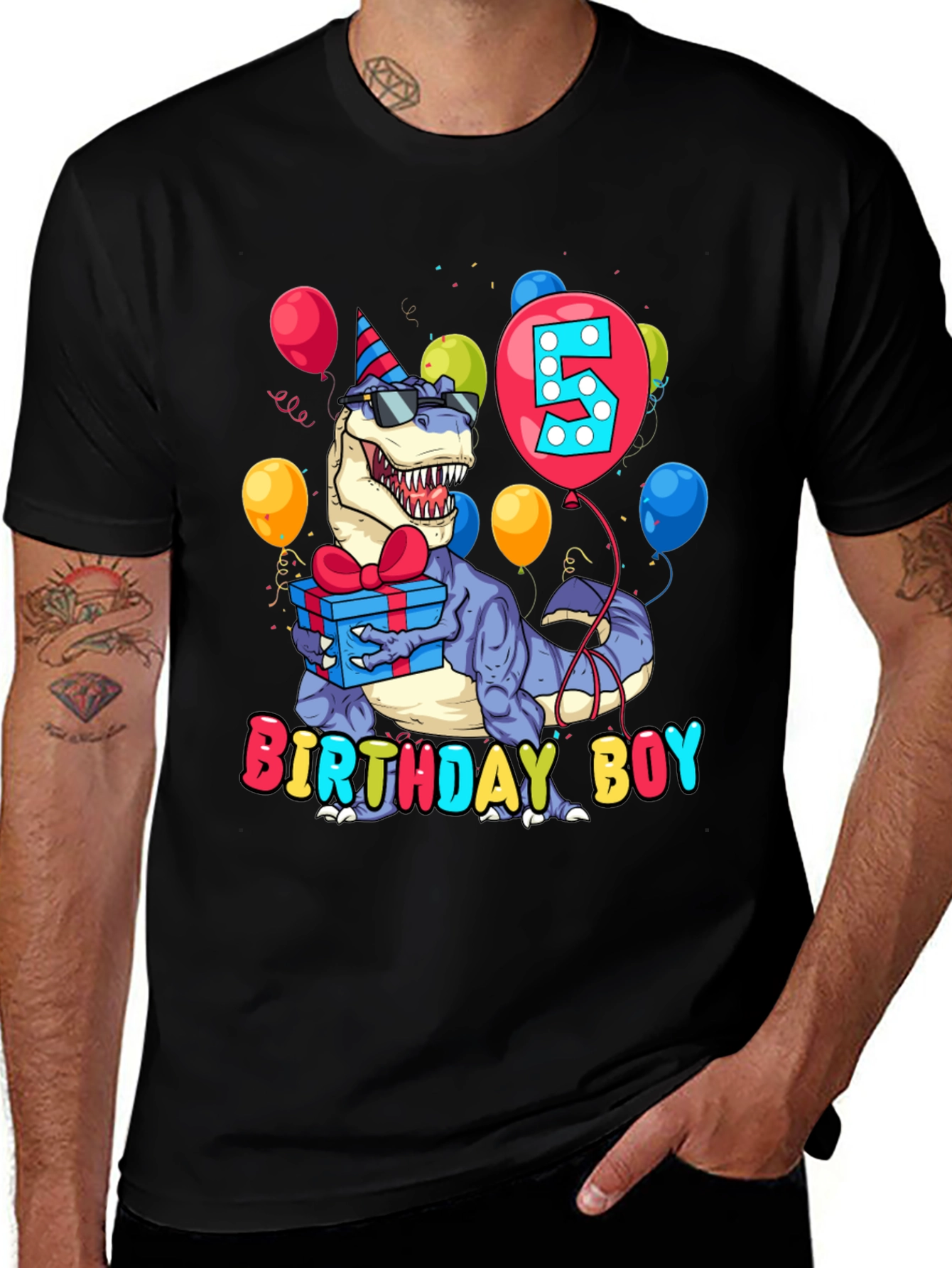 Birthday Boy Dinosaur T-Shirt - 5th Birthday Party Tee