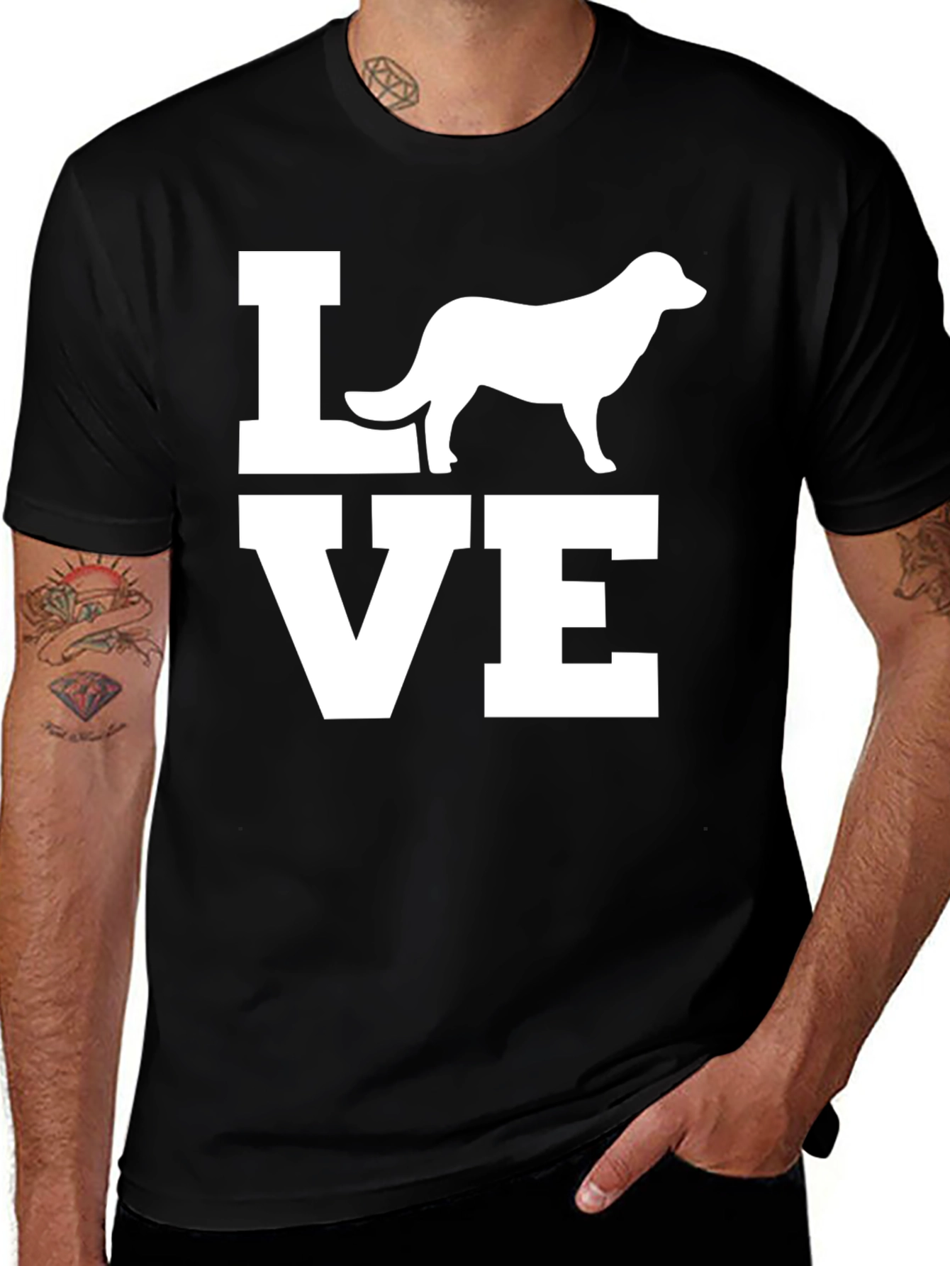 Variant 12 of Love Dog Graphic Print Tee - Men's Black T-Shirt