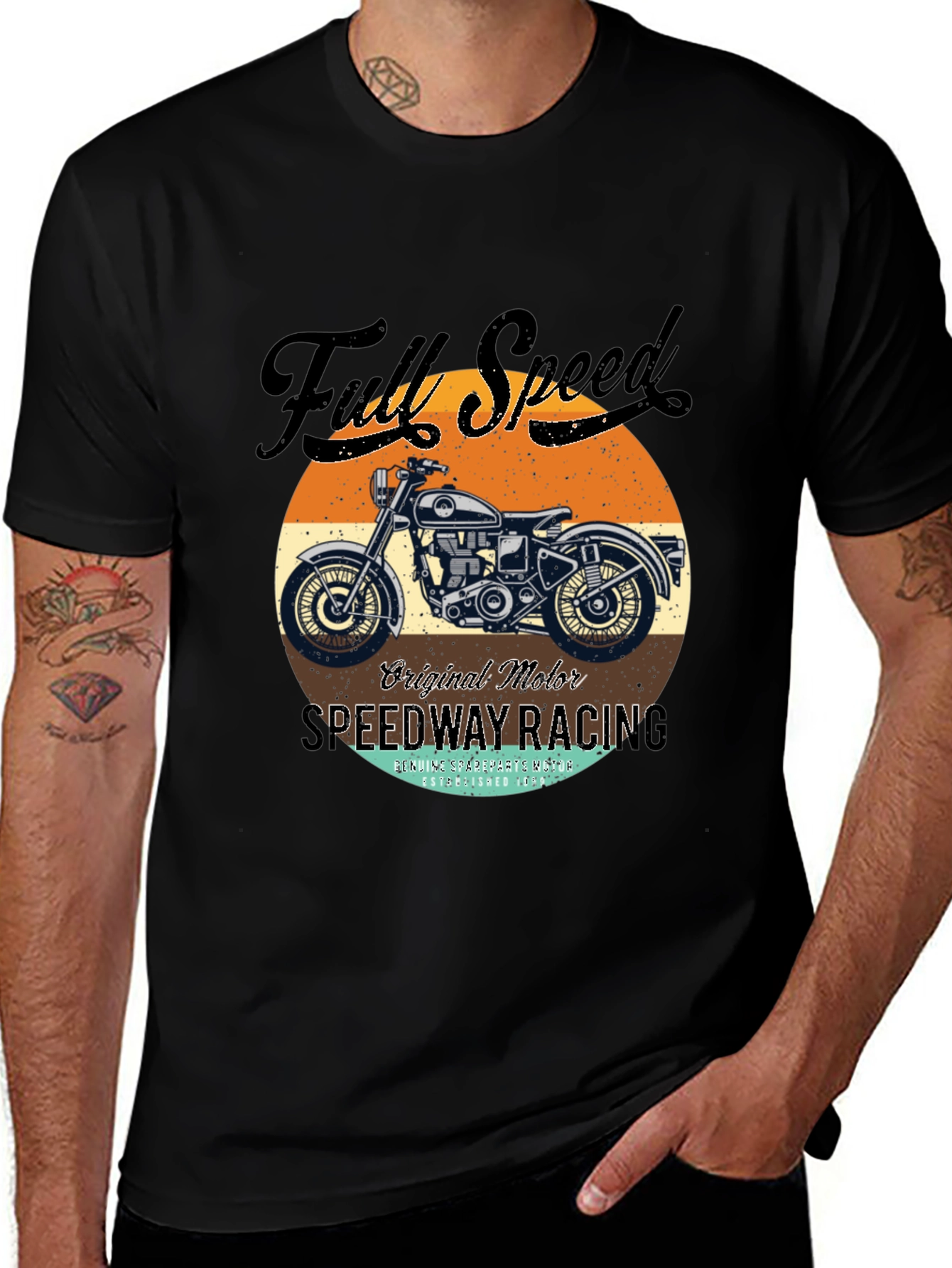 Variant 6 of Full Speed Vintage Motorcycle Graphic Tee