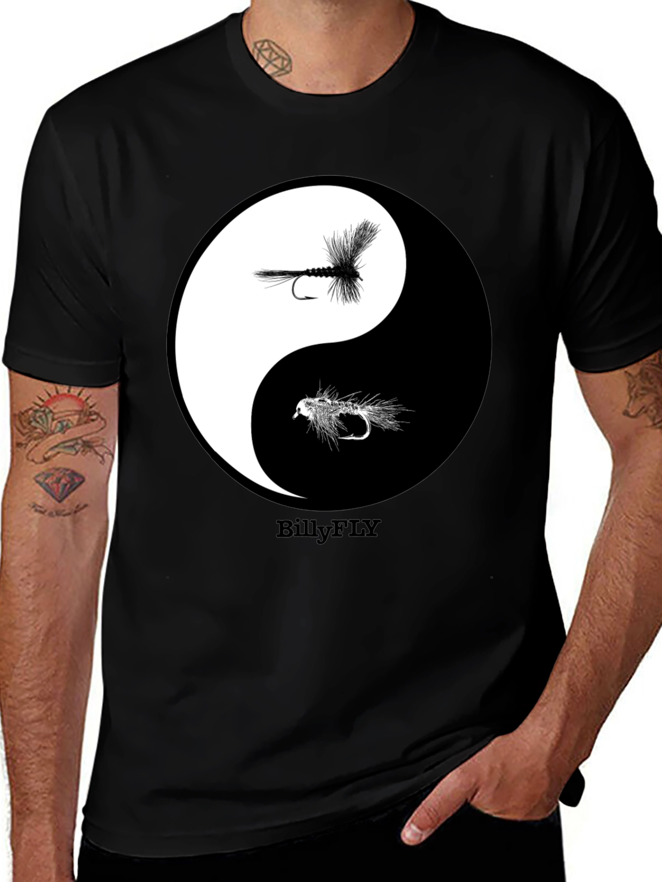 Variant 30 of Yin Yang Fly Fishing Graphic Tee