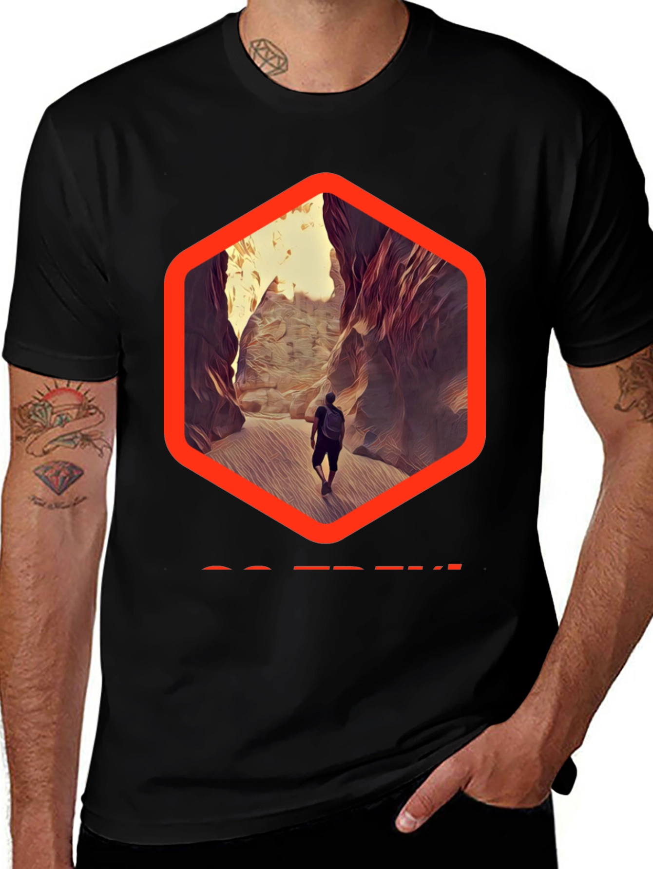 Variant 27 of Outdoor Adventure T-Shirt - Hiking Canyon Design