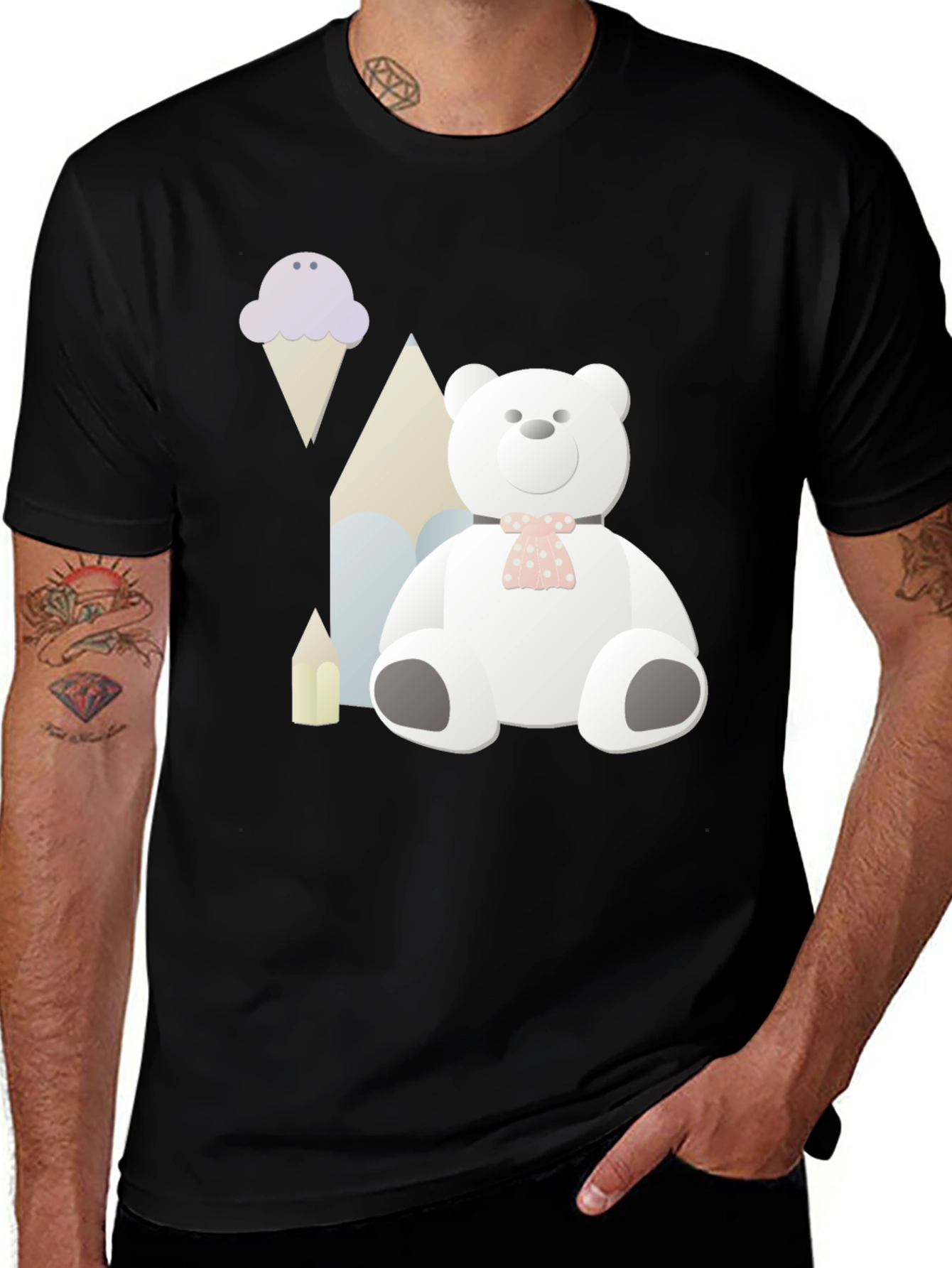 Variant 10 of Cute Bear Graphic Black T-Shirt