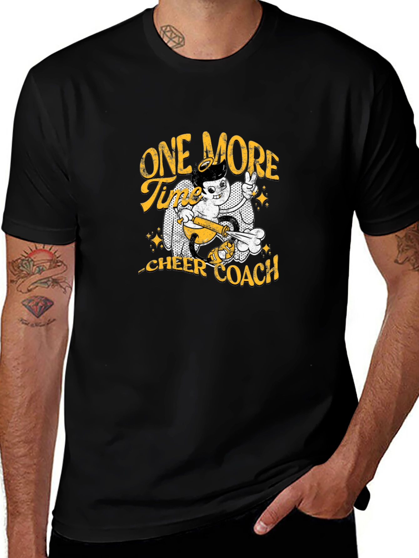 One More Time Cheer Coach T-Shirt - Black